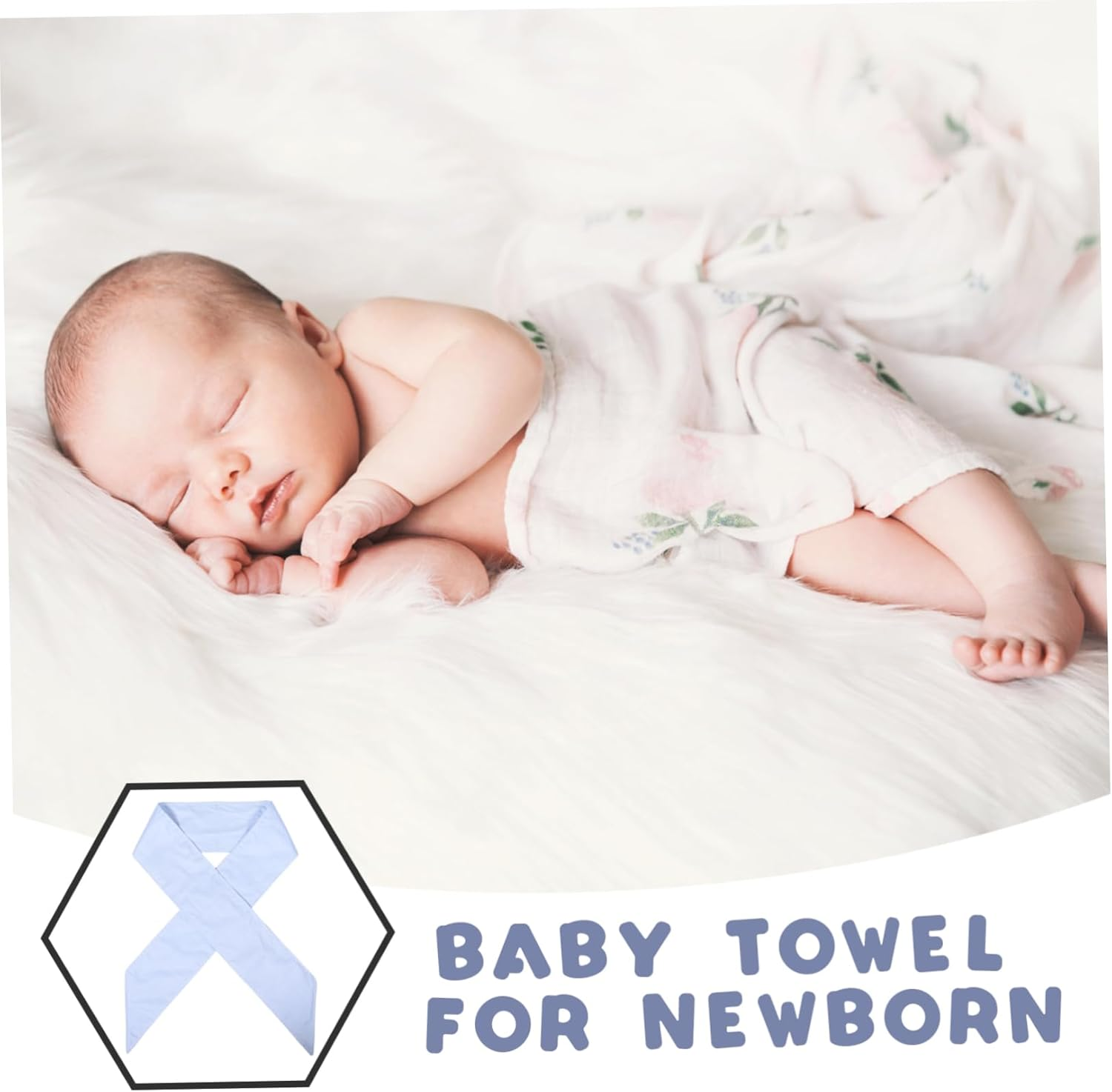 Beaupretty Cute Swaddle Decorative Ribbon Hooded Towels for Nursery Newborn Bowknot Wrap image number 3