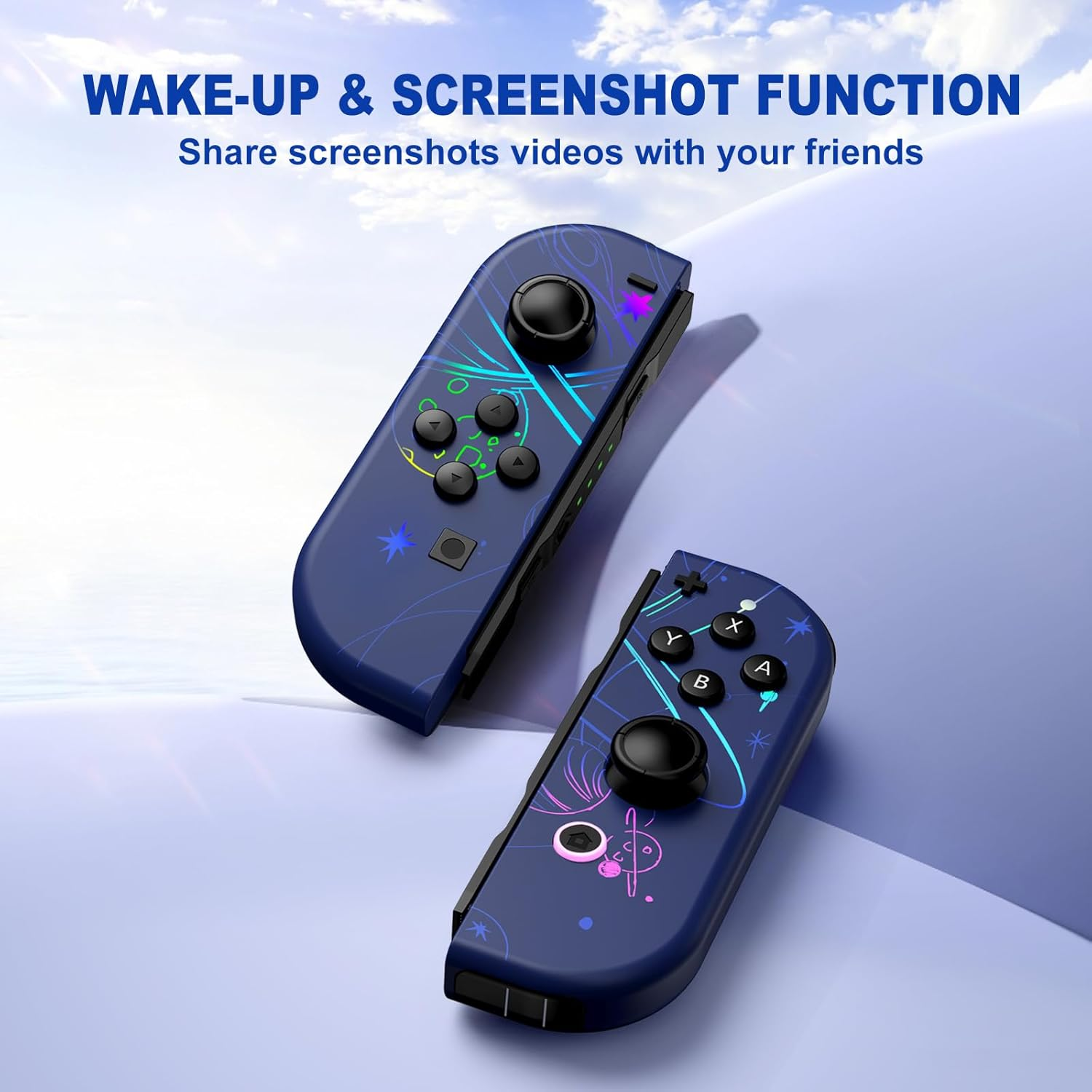Lungdongquest Wireless Controller Compatible with Switch Oled/Lite, Joypad Replacement for NS Console, Switch Controller with 7 Colors RGB Light Effect（Blue1) image number 2