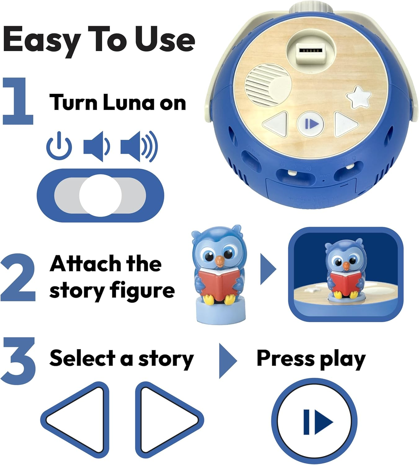 Kids Book Projector - 5 Read-Aloud Stories, 5 Songs, Night Light & Soothing Dream Music | Children Ages 3+ Storytime Projector for Kids & Toddlers | Educational Toys, Owl image number 1