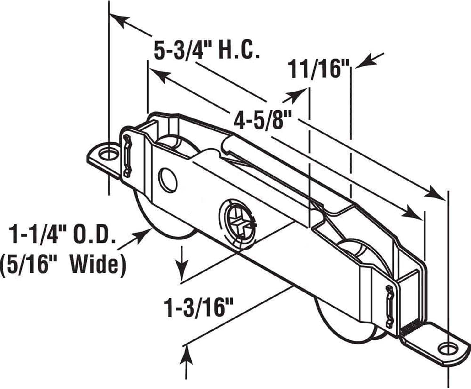 Sliding Patio Door Roller Assembly for Truth Part #31761A, Jeld Wen, Milgard, Marvin, Peachtree, Caradco, 1-1/4" Steel Ball Bearing, Side Adjustable, 2 Pack image number 1