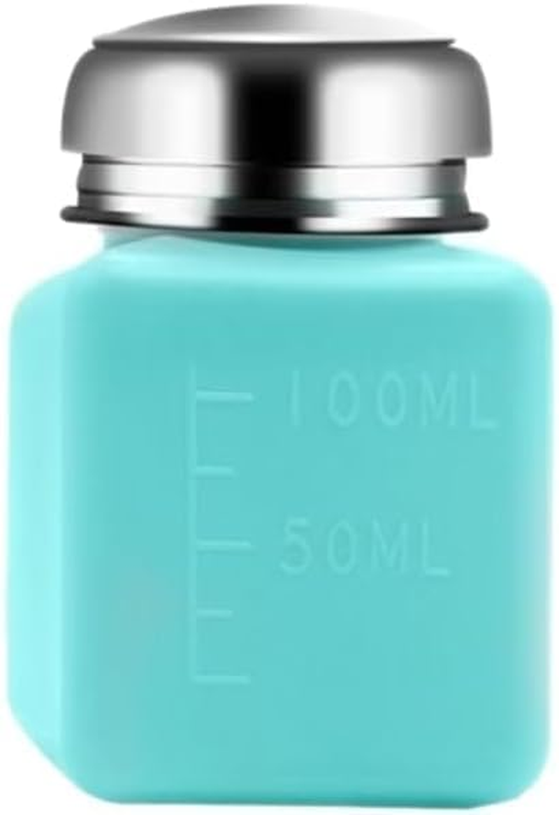 Bottle Dispenser 100Ml Nail Polish Remover Pump Metal Push down Dispenser Nail Wipes Alcohol Dispenser Eye Makeup Remover Pump Push down Empty Bottle