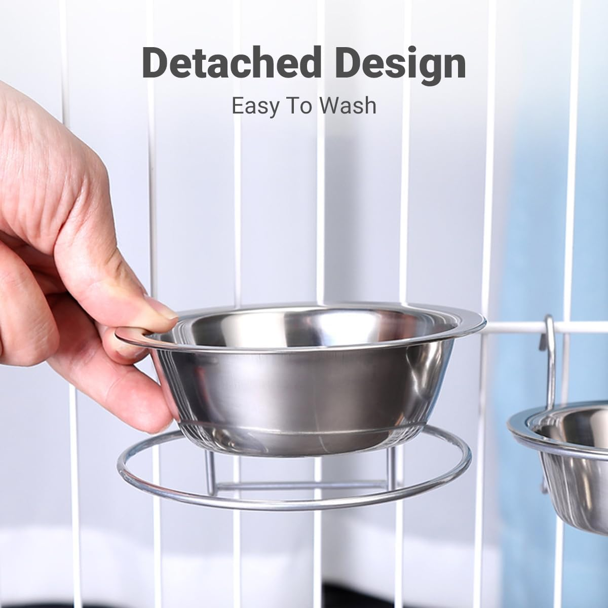 AIMALL Hanging Stainless Steel Pet Bowl for Cats and Dogs, Versatile Feeder with Cage Attachment, 5.11In Diameter, Ideal for Food and Water