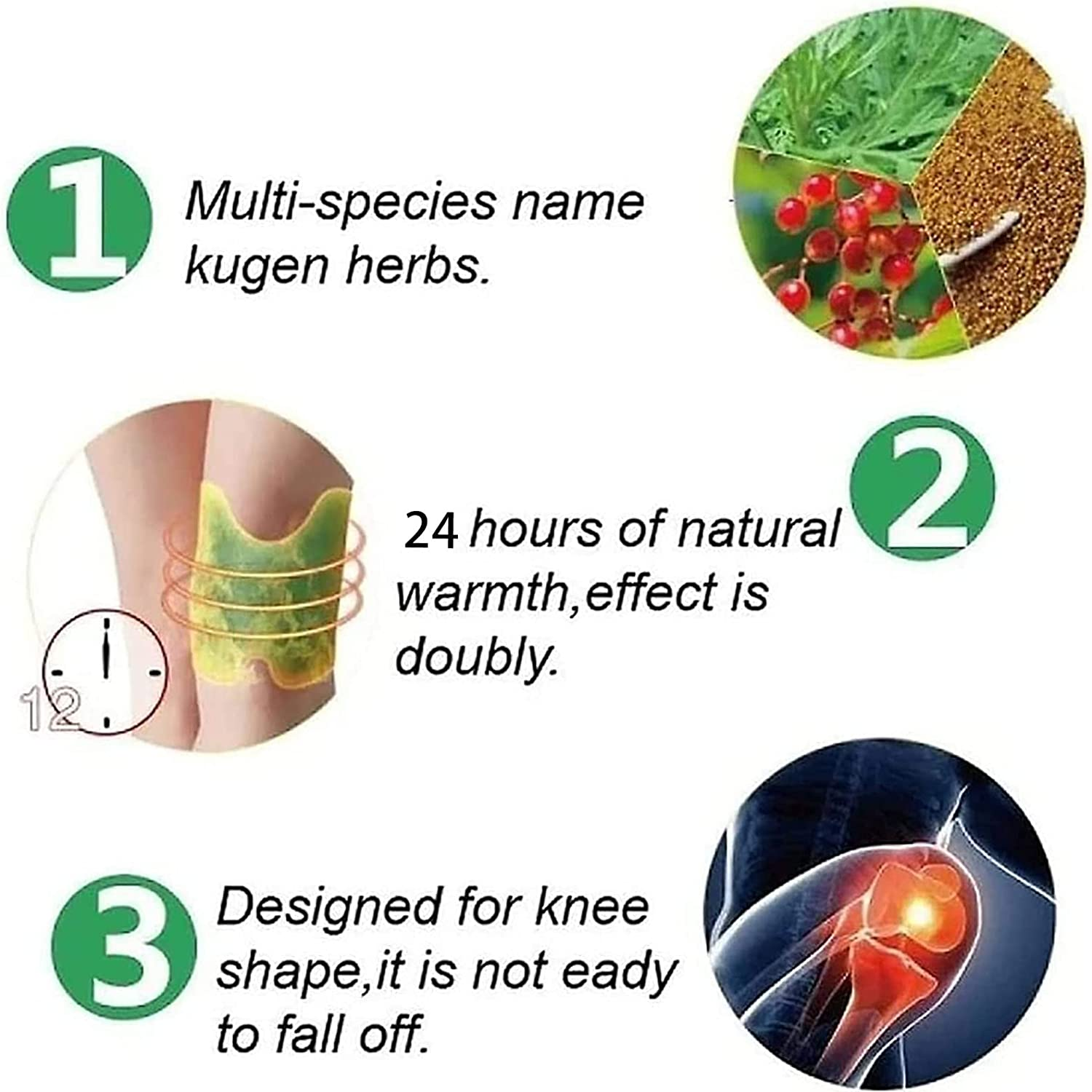 Wellnee Knee Patch Pain Relief Patches, Natural Wormwood Extract Stickers 24-Hour Relief of Joint Pains, Pain Relieving Patches for Knees (60 Pcs) image number 1