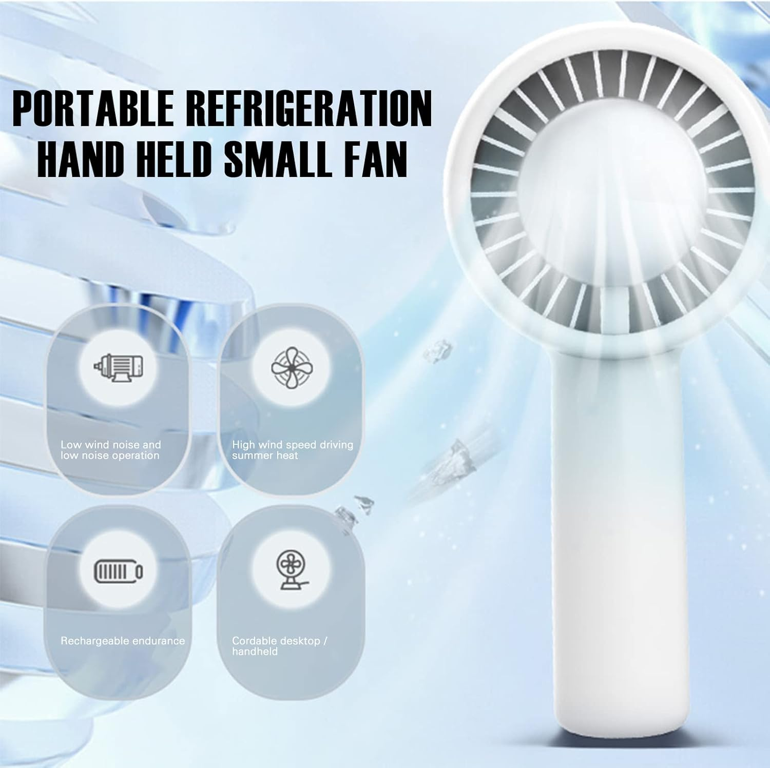 Mini Handheld Fan, Portable Makeup Eyelash Fan USB Rechargeable Quiet Fan Personal Electric Small Fan Durable Pocket Hand Fan for Outdoor Activities/576 (Color : White) image number 6
