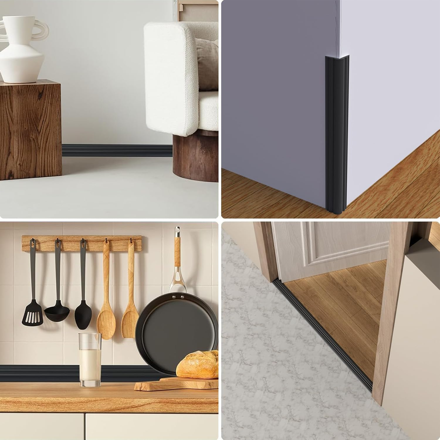 Flexible Self Adhesive Trim,Peel and Stick Trim,Wall Corner Protector,Corner Molding,Self Adhesive Corner Guards,For Wall Edge,Ceiling, Countertop,2Cm X3M.(Black) image number 1