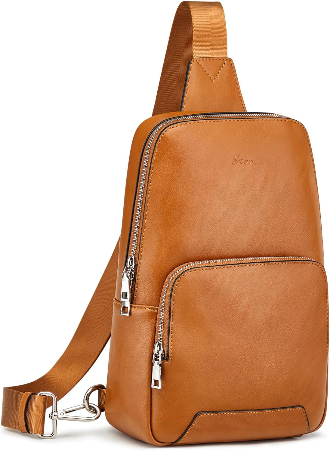 S-ZONE Sling Bag for Women Men RFID Blocking Genuine Leather Crossbody Backpack Sling Purses Fashion Travel Daypack Chest Bags Ladies