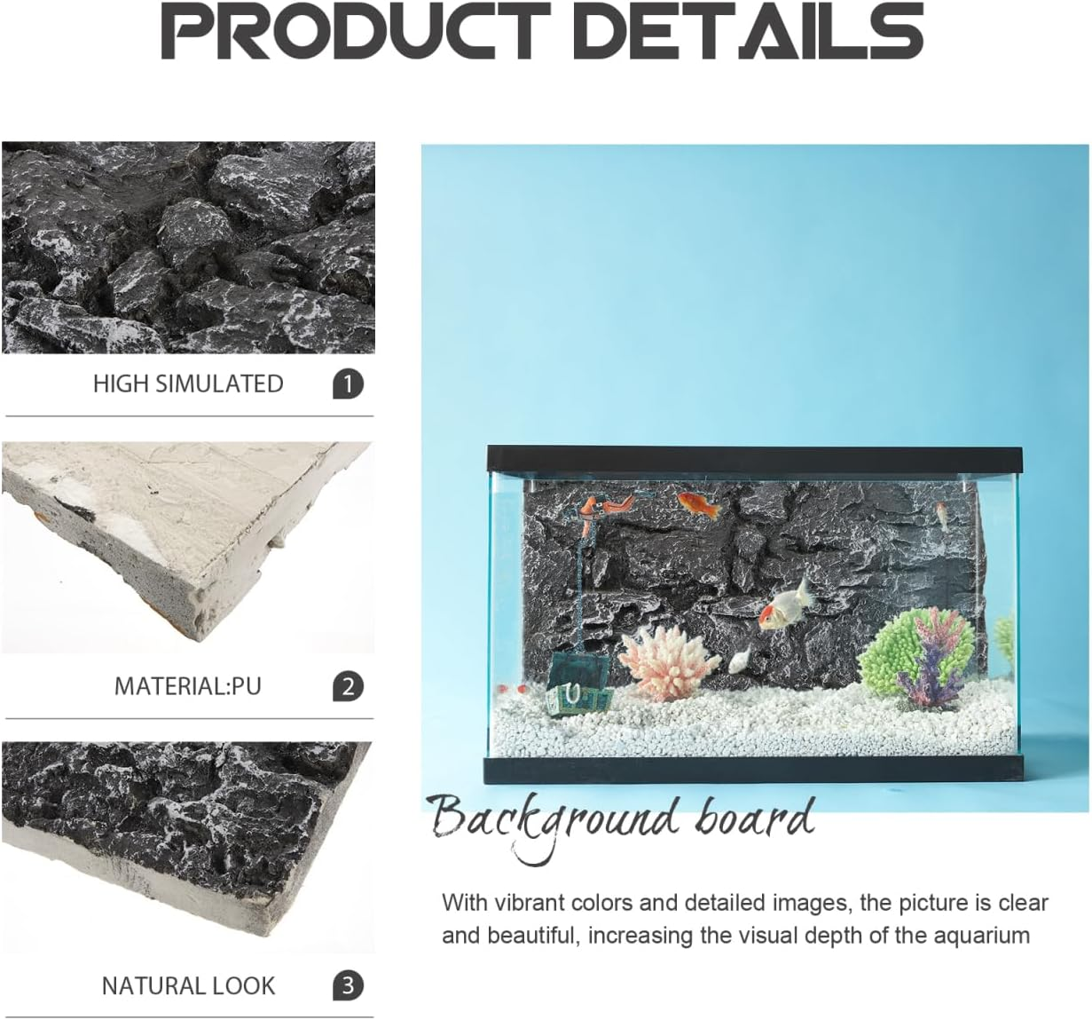 Kisangel 4Pcs Rock Terrarium Background, 3D Reptile Enclosure Aquarium Tank Decor, Snake Lizard Habitat Stereo Backdrop Wall for Lifelike Art image number 2