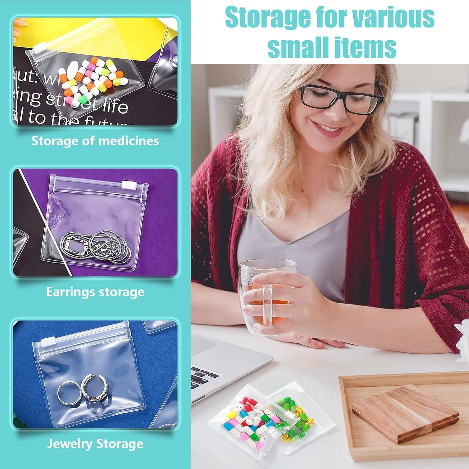 Pill Pouch Bags Small, 14 Pcs Zippered Pill Bags, Travel Medicine Organizer Storage Pouches for Pills Vitamins, Supplements, Medications, Jewelry, Crafts, Small Objects image number 1