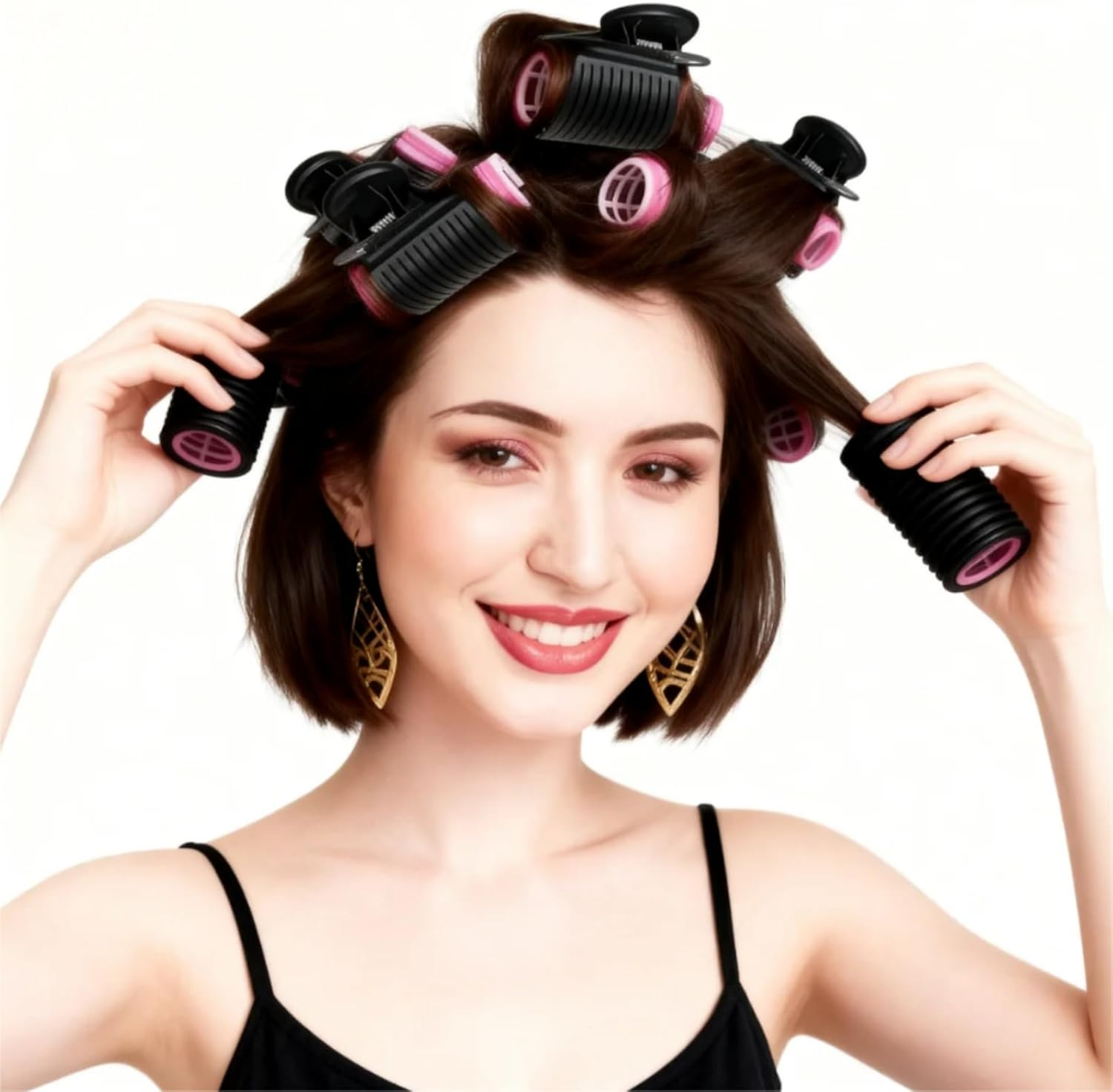 Abeillo Hair Roller Clips Set, 18 Pieces, Black Plastic Clips，Use High-Quality Plastic,6Cm X 5Cm,For Small Medium Large and Jumbo Rollers Women Girls Hair Section Styling（Black） image number 1