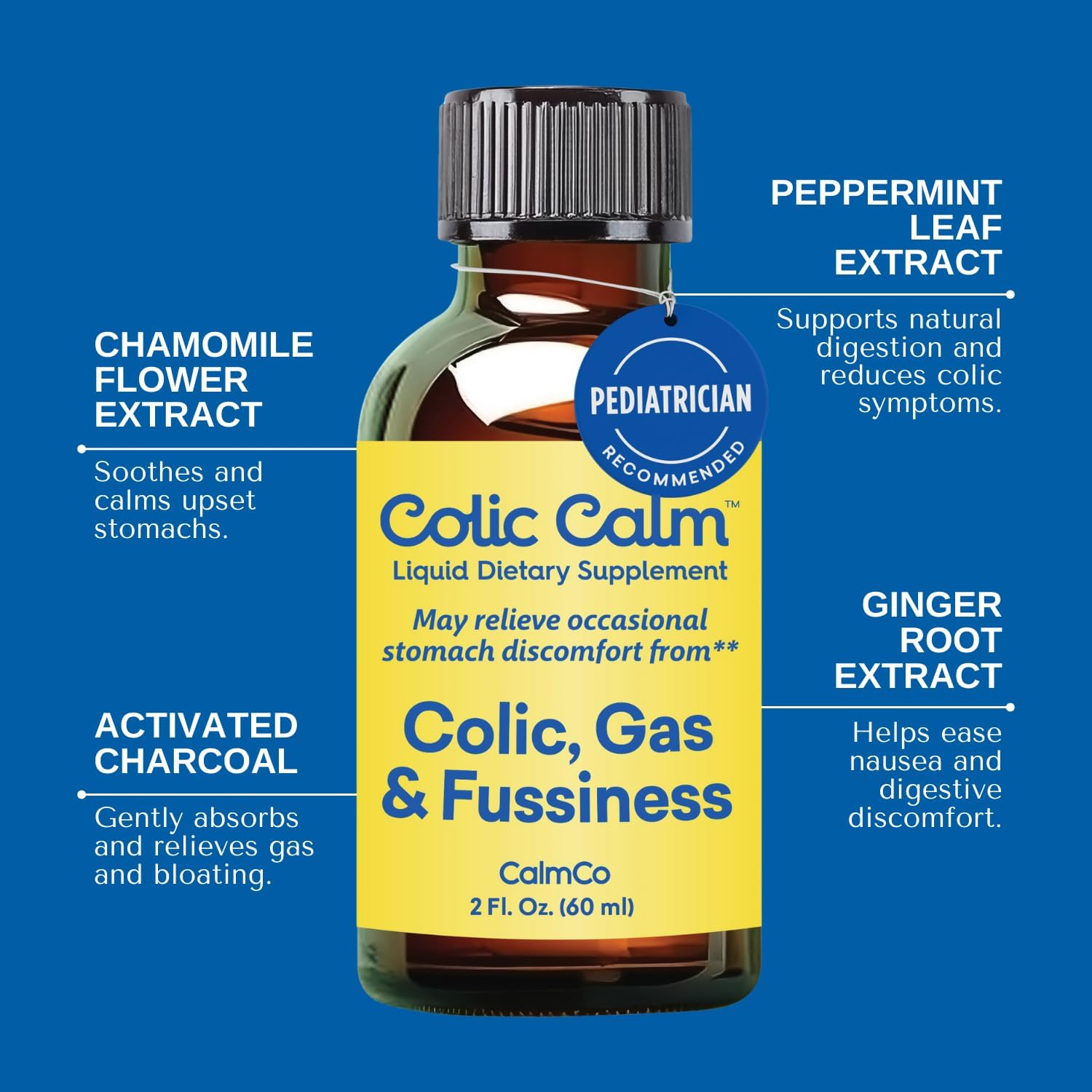 Colic Calm Liquid Dietary Supplement Gripe Water for Gas, Colic and Reflux, 59 Ml image number 6