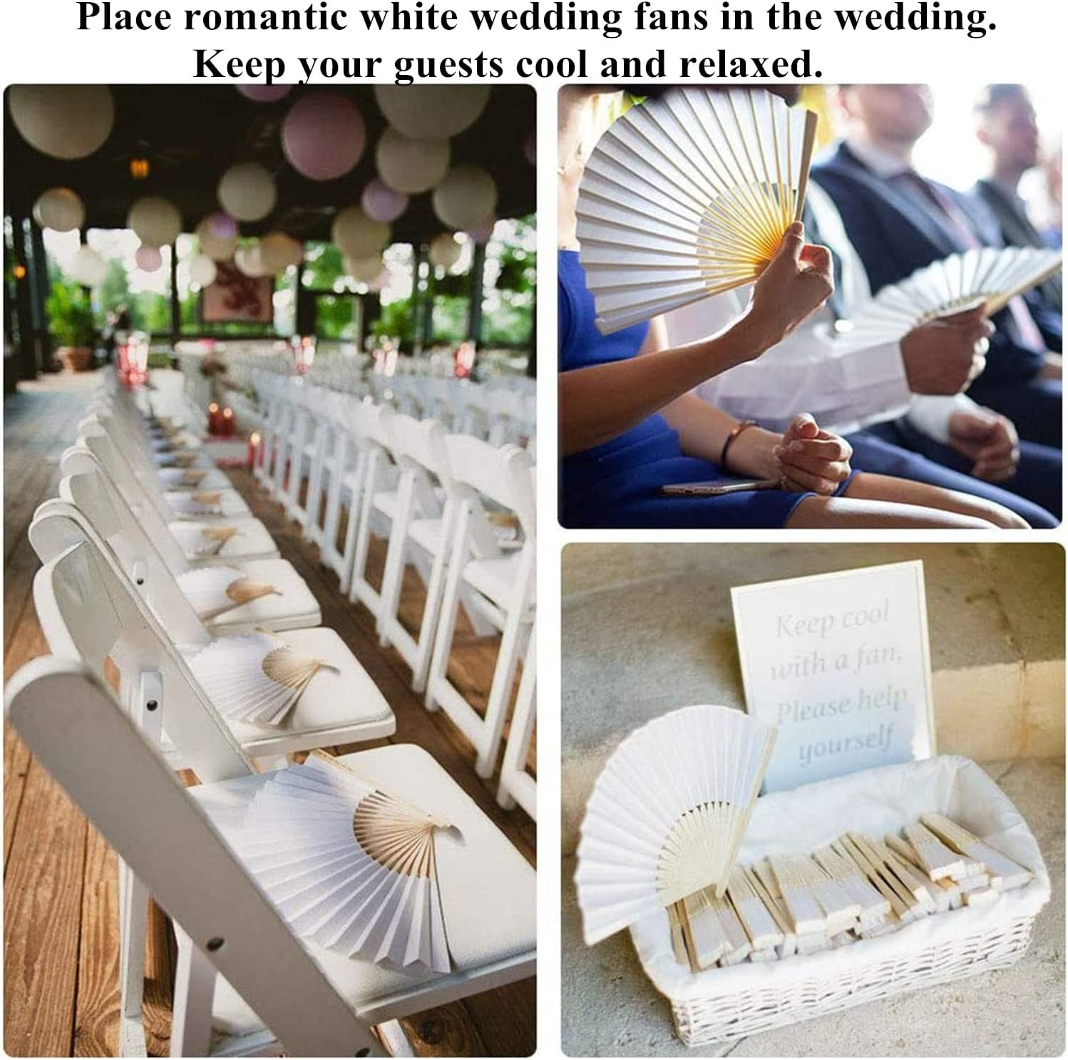 10 Pcs Handheld Folded Fan Bamboo Folding Paper Hand Held Fans for Wedding, Party Favor,Home Decoration and Children'S Painting DIY (10 Pcs) image number 4