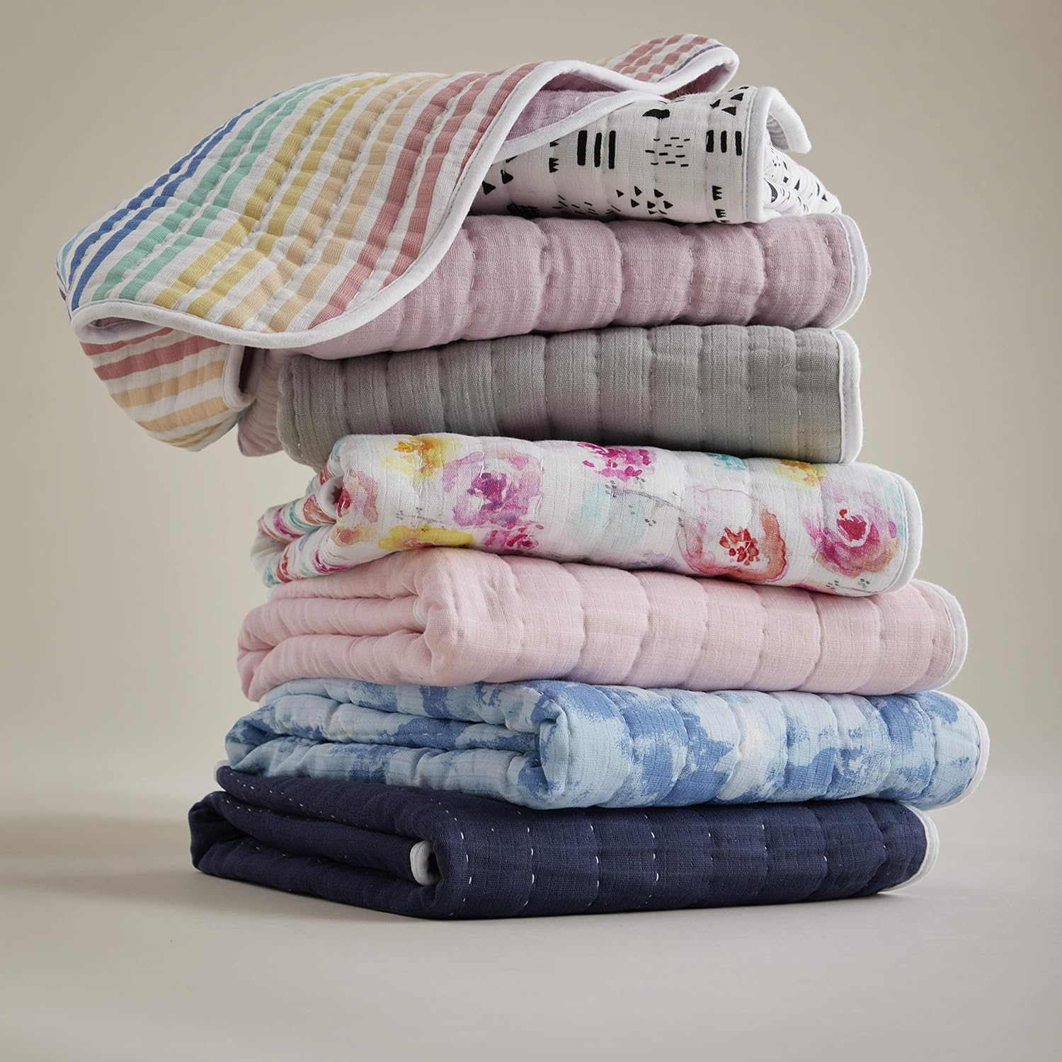 Honestbaby Quilted Baby Blankets Reversible Organic Cotton for Infant Boys, Girls, Unisex, Pattern Play/Sketchy Stripe, One Size image number 5