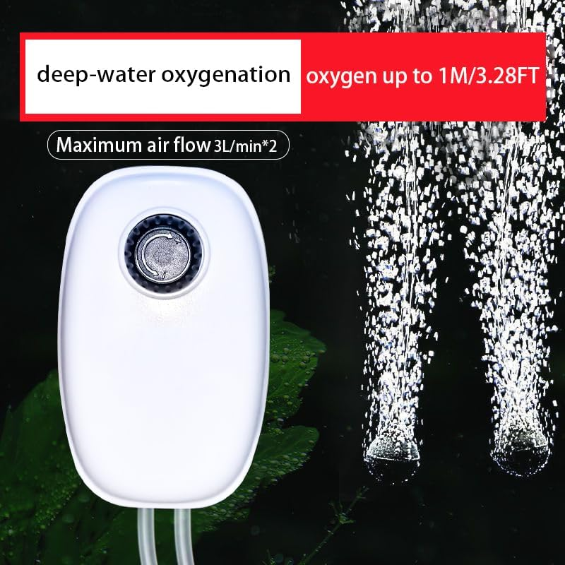 4W Fish Tank Air Pump, 6L/Min Quiet Adjustable Oxgen Pump, Powerful Aquarium Air Pump Aquarium Bubbler with All Accessories(Air Stone,Tubing Silicone,Check Valves) for 1-600L Fish and Turtle Tank image number 6