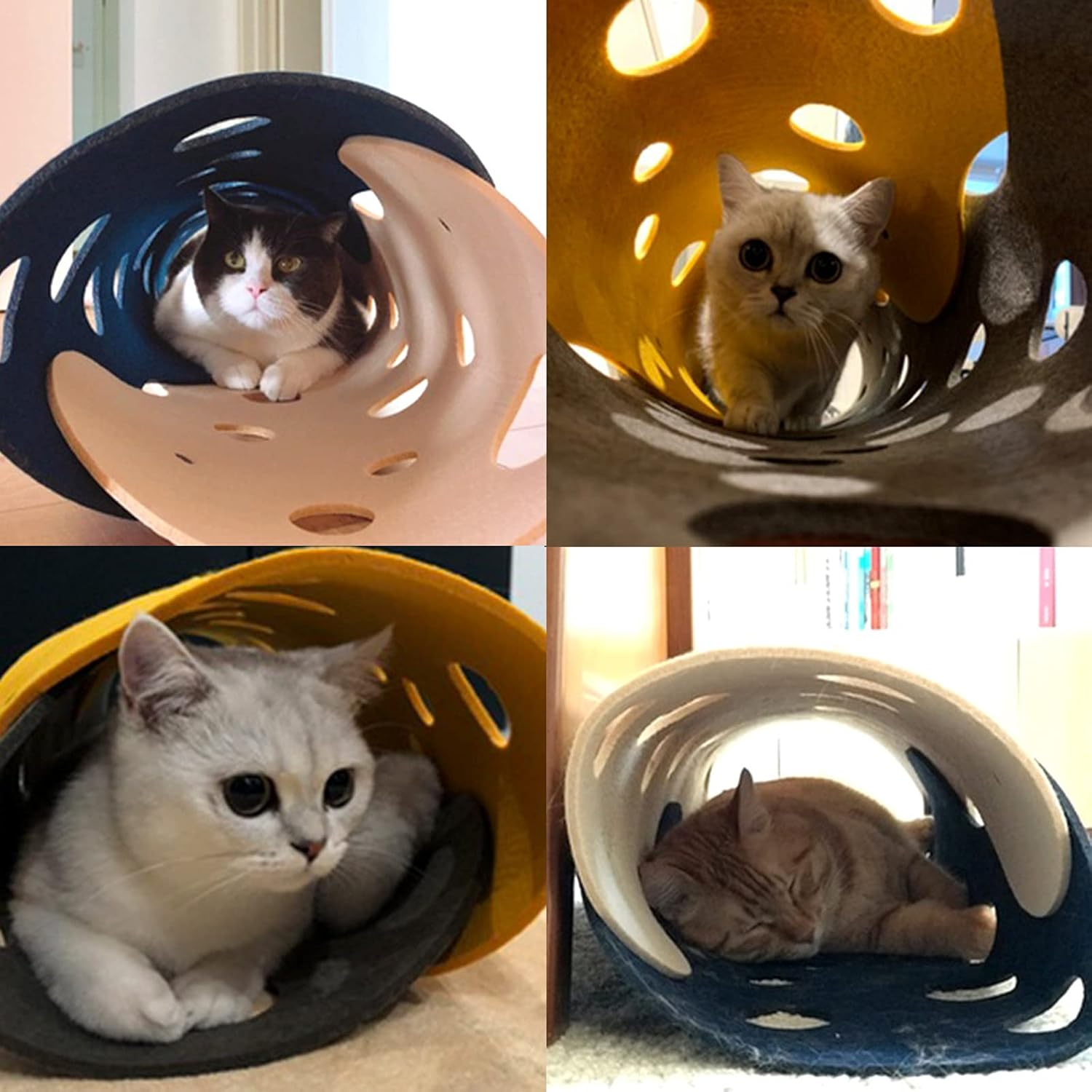 LASIEYO 2 Pcs DIY Cat Tunnels Toy Durable Pet Toys Play Tunnel Detachable Washable Felt Cat Litter Pet Supplies image number 1