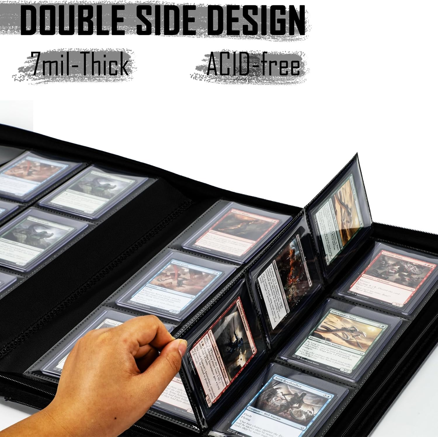 Toploader Binder, Holds 288 Toploads - 9-Pocket Top Load Binder for 3" X 4" Rigid Card Holders for Trading Cards TCG MTG or Sports Cards-Lb-Black