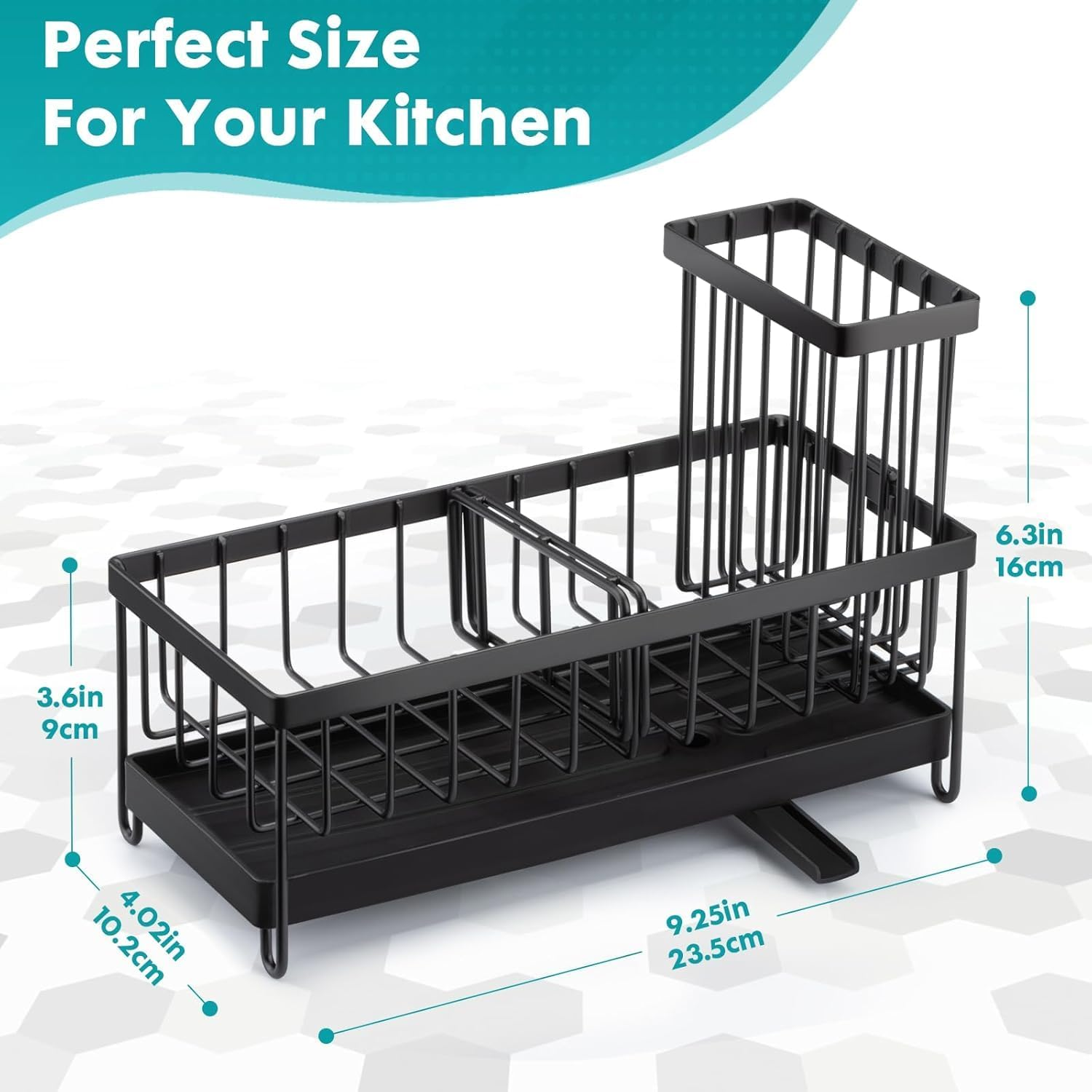 Kitchen Sink Caddy, Sponge Holder for Sink with Self Draining Tray，Rustproof Kitchen Sink Organzier and Storage with Brush Holder image number 4