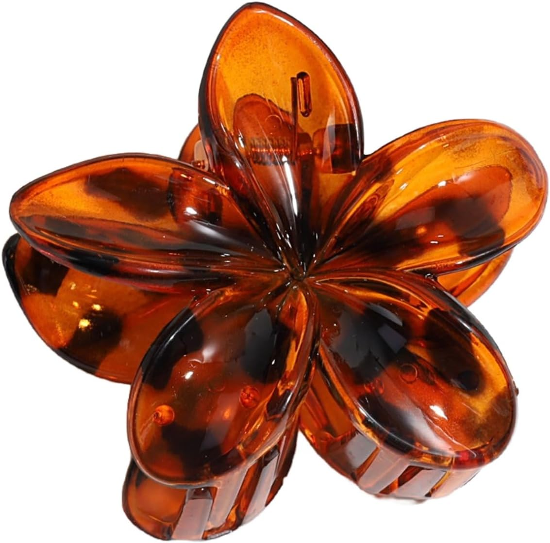 Blausky Pack of 6 Flower Hair Clips, Plumeria Flowers Hair Clips, Flower Hair Clip, Hawaiian Hair Accessories, Colourful Flower Hair Clip, Non-Slip, Cute Acrylic Hair Clips for Women, Leopard Brown image number 3