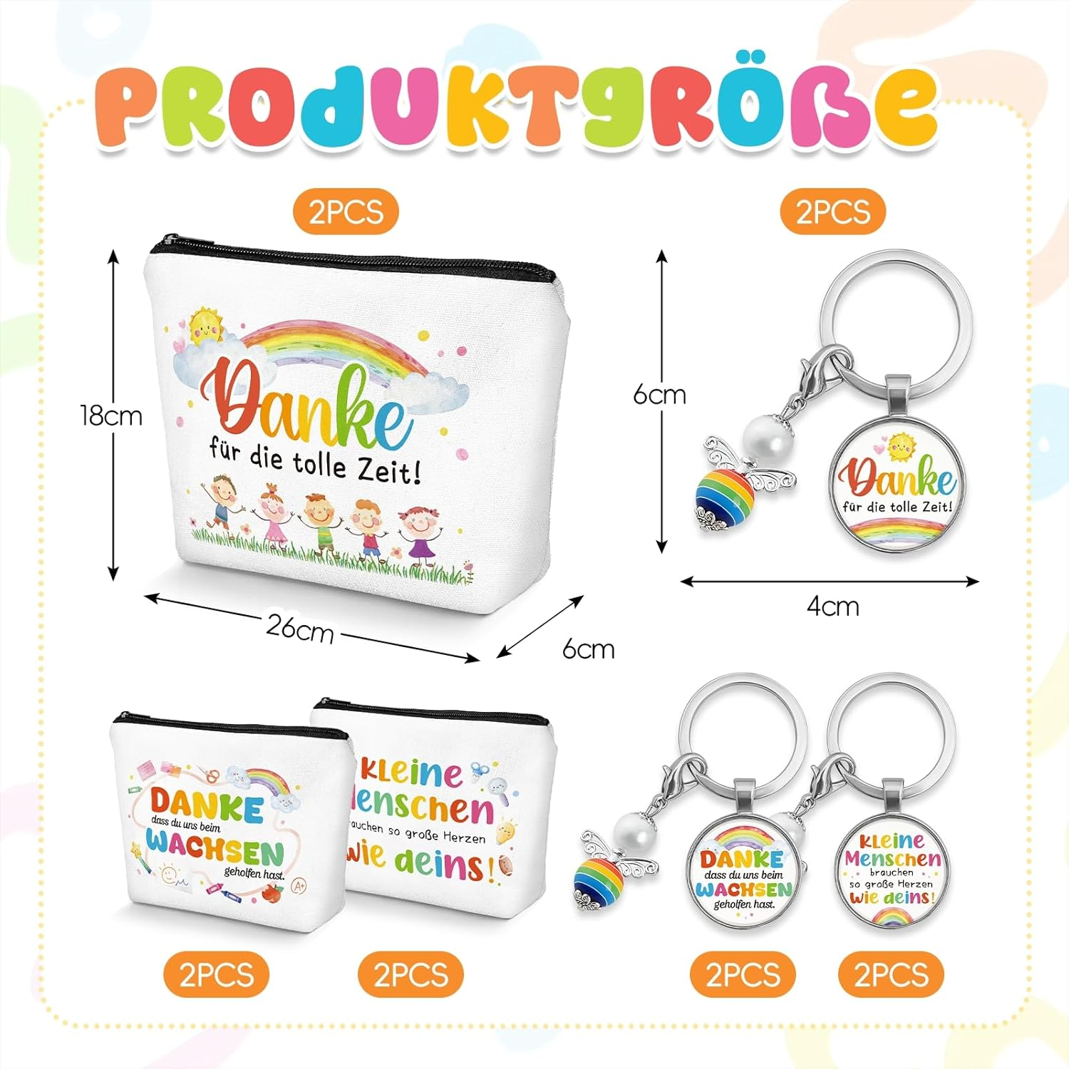 Teacher Canvas Cosmetic Bag with Keyring, 6 Sets image number 5