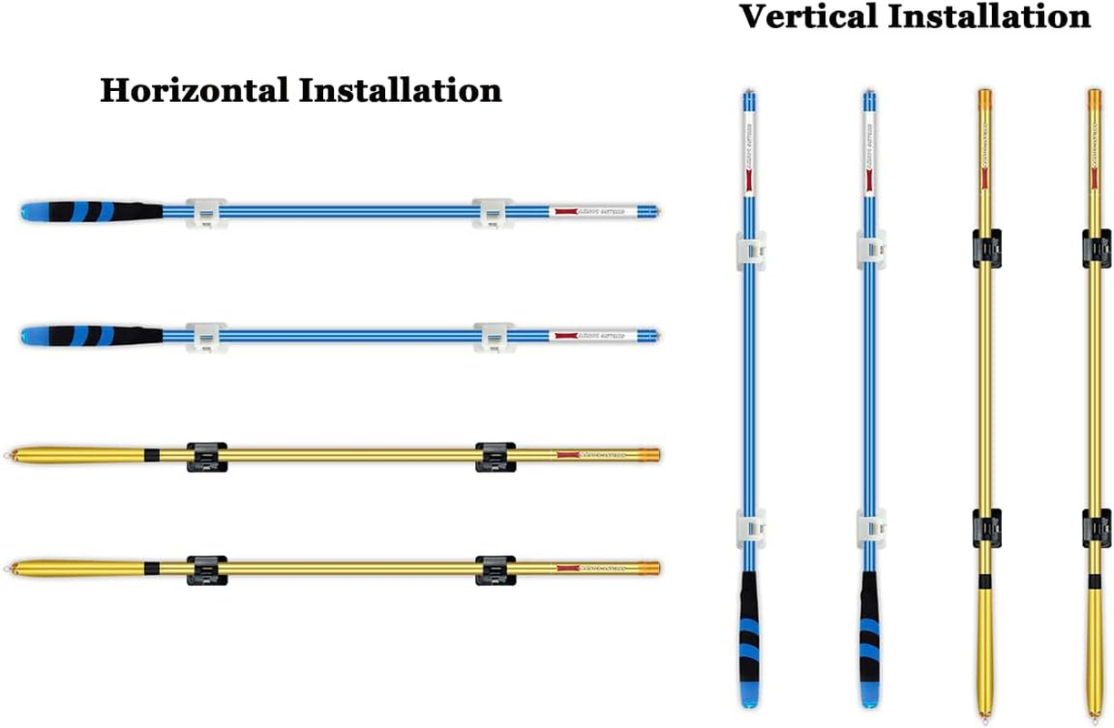 Fishing Rod Clips with Screws - Wall Mounted Holder for Poles, Cues, Curtain Rods - 10Pcs Storage Rack Organizer Brackets