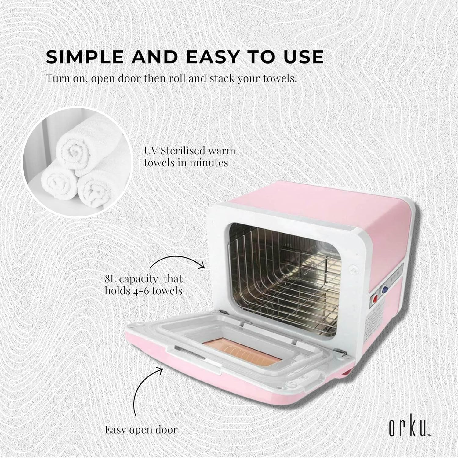 Orku 8L Pink Electric Towel Warmer UV Steriliser Cabinet Salon Heat Sanitiser image number 3