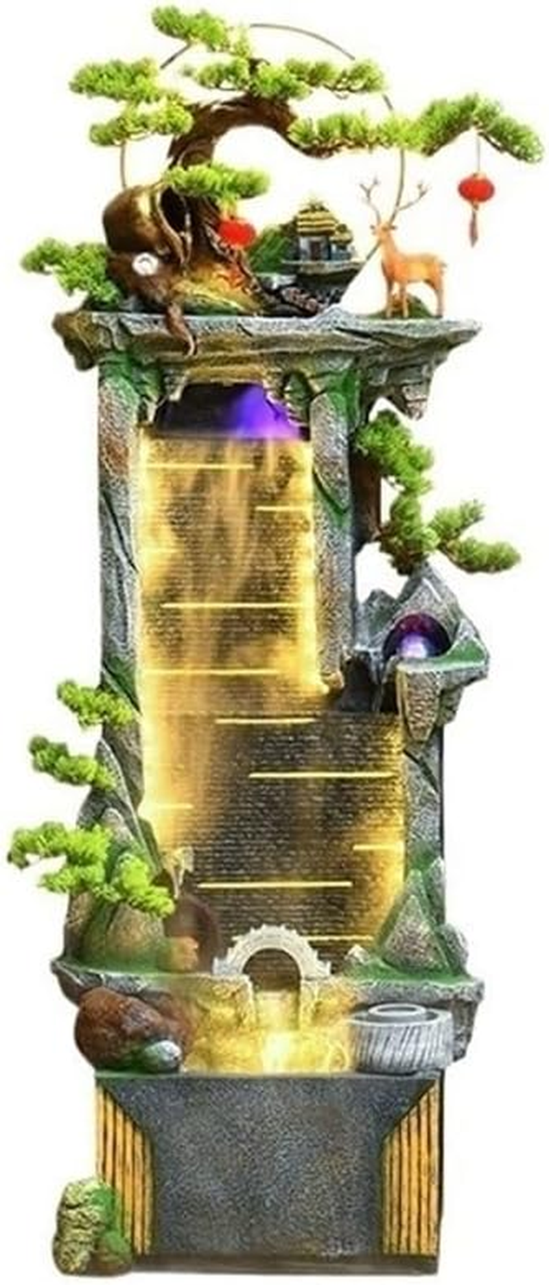 Outdoor Fountain Indoor Water Fountain Waterfall with Lighting, 147Cm Tall Tiered Fountains for Garden, Patio, Backyard Decor image number 5