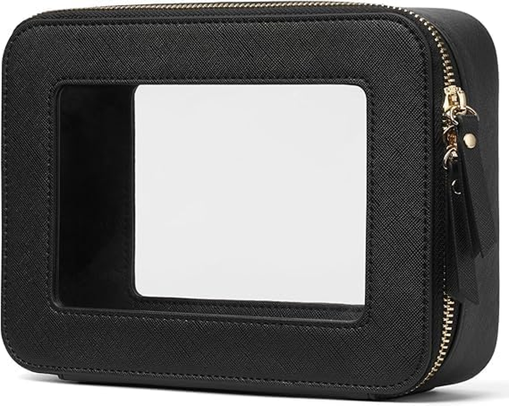 Clear Makeup Bag Travel Cosmetic Case Transparent Toiletry Bag with Zipper, Portable Make up Organizer Traveling Compact Car Bag for Essentials（Black） image number 3