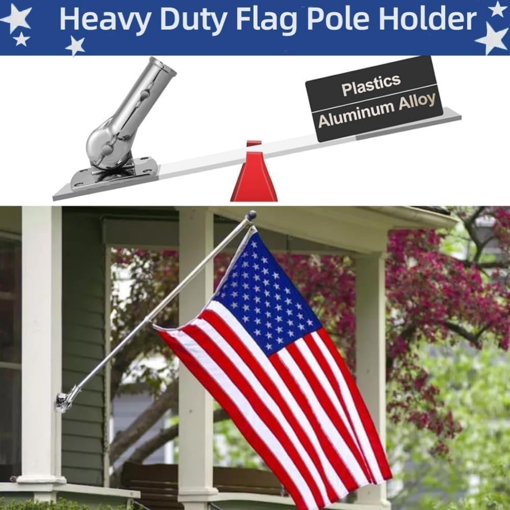 Flag Pole Holder,Outside House Flag Bracket,Flag Pole Bracket 316 Stainless Steel, Heavy Duty Concrete Flag Pole Mount,Sturdy and Durable,Built to Withstand the Outdoors and Harsh Weather image number 1
