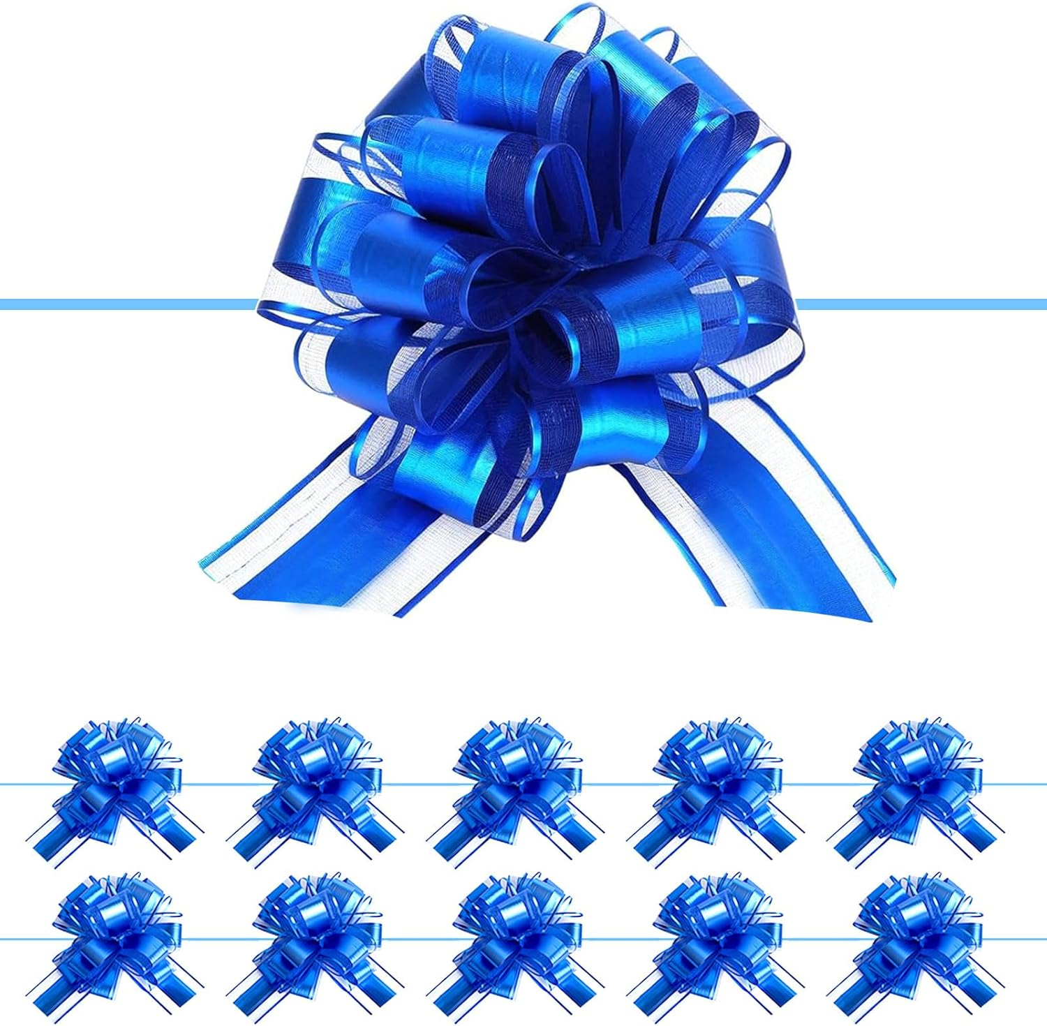 20 PCS Large Pull Bow Gift Wrapping Bows, Pull Bow with Ribbon for Wedding Gift Baskets, Party Gift Wrap Bows, Presents Decorating Bows (Gold)