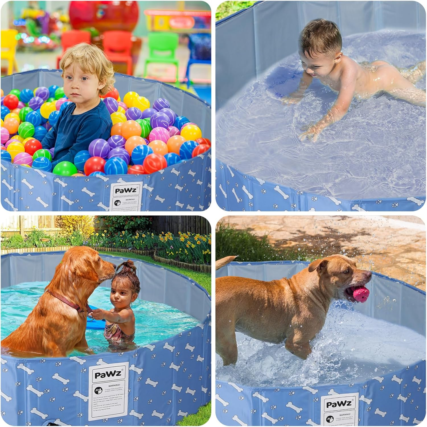 Portable Pet Swimming Pool Kids Dog Cat Washing Bathtub Outdoor Bathing Blue L image number 5