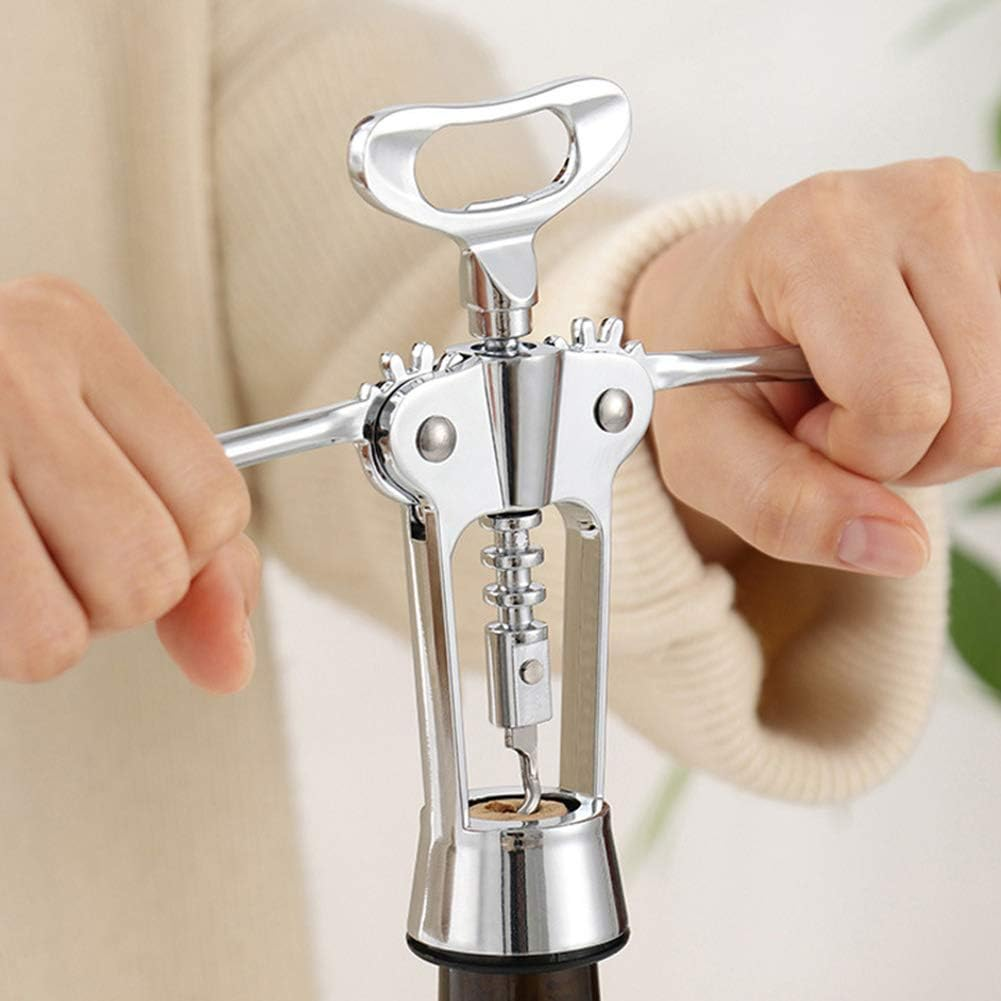 Wing Corkscrew, Wine Bottle Opener, Zinc Alloy Beer Opener, Nova Collection Kitchen Tools and Gadgets, Multifunction,Silver(Silver) image number 5