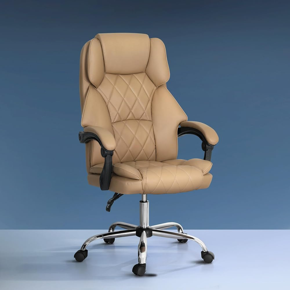 Artiss Ergonomic Office Chair, Leather Executive Desk Computer High Back Gaming Chairs with Comfortable Lumbar Support Wheels Swivel Height Adjustable Comfy Arms, for Home Work Study Bedroom Brown - Gray image number 2