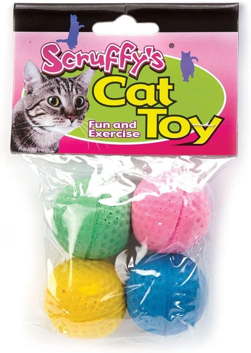 Boss Pet 04467 Scruff'S Colorful Kitty Springy Foam Sponge Balls (4 Pack), Multicolor image number 1