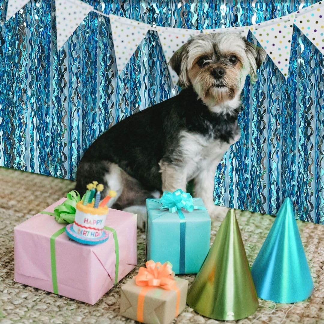 Backdrop for Party Decorations, Wave Foil Fringe Curtain Tinsel Photo Backdrop Blue Tinsel Curtain Party Backdrop Streamers for Birthday Wedding Bachelorette Christmas Celebration Party Decorations image number 6