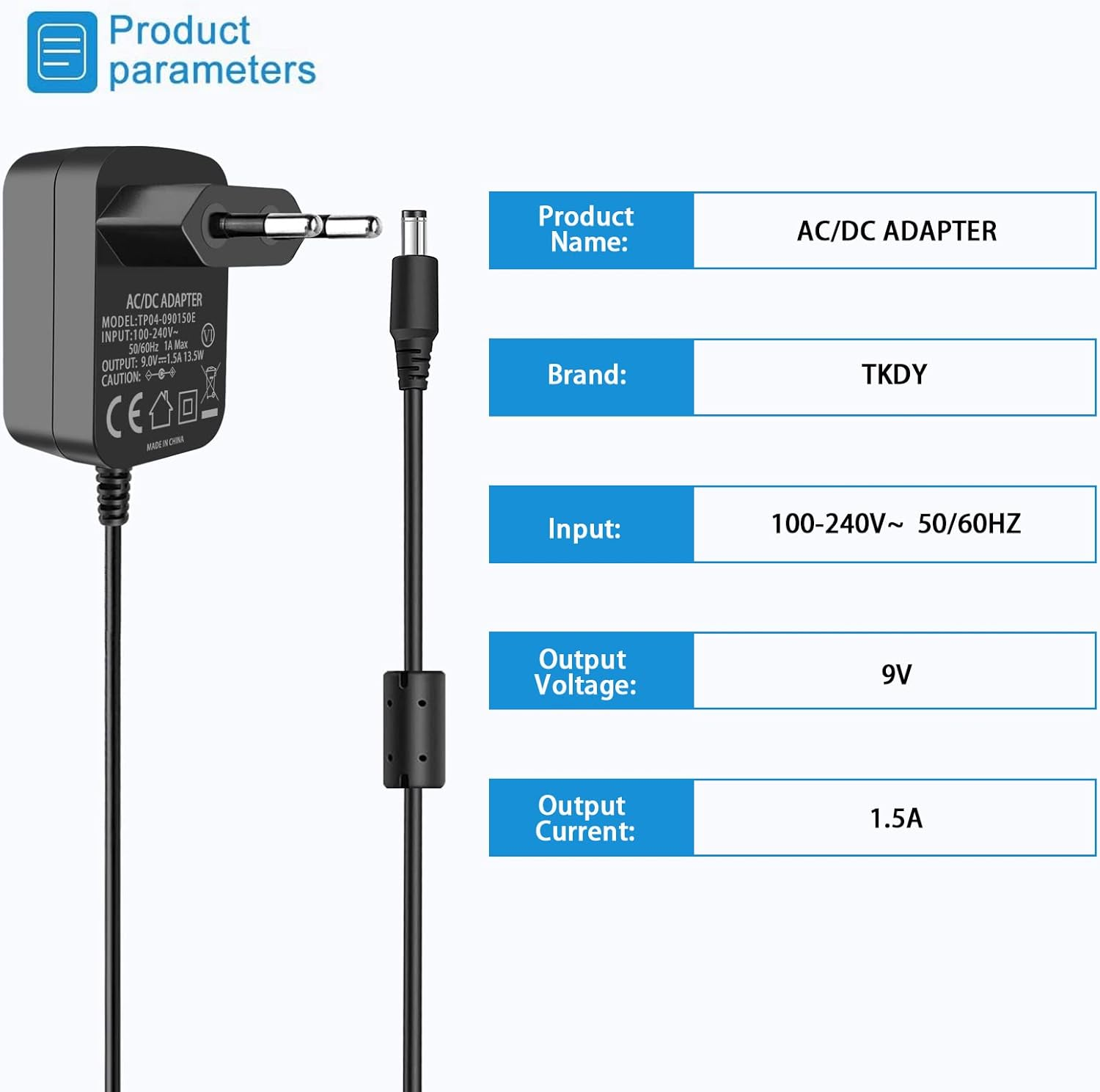 TKDY 9V 1.5A Power Supply Adapter Centre Positive 5.5 X 2.1 Mm, AC 100V-240V to DC 9V 1.5A Charger with 5 Pieces DC Ports for DVD Players, Speakers, Arduino UNO R3, Schwinn Bike A10 and More image number 5