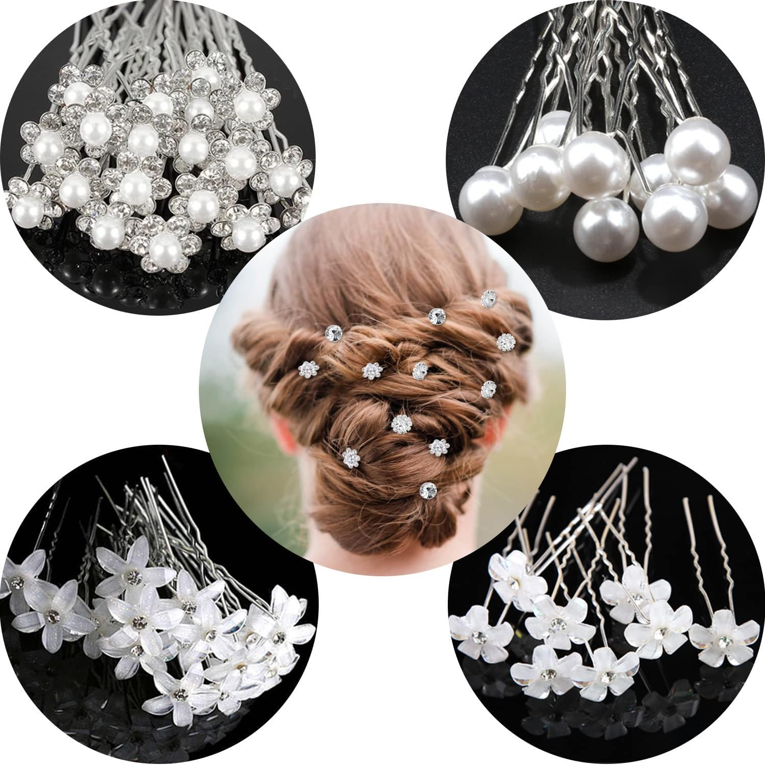 Pearl Hair Pins Set, Wedding Bridal U Shaped Flower Pins Hair Clips for Women Girls Brides, Bridesmaids, Girls Hair Style Prom Party, Jewelry Boho Vintage Hair Piece (20Pcs White) image number 5