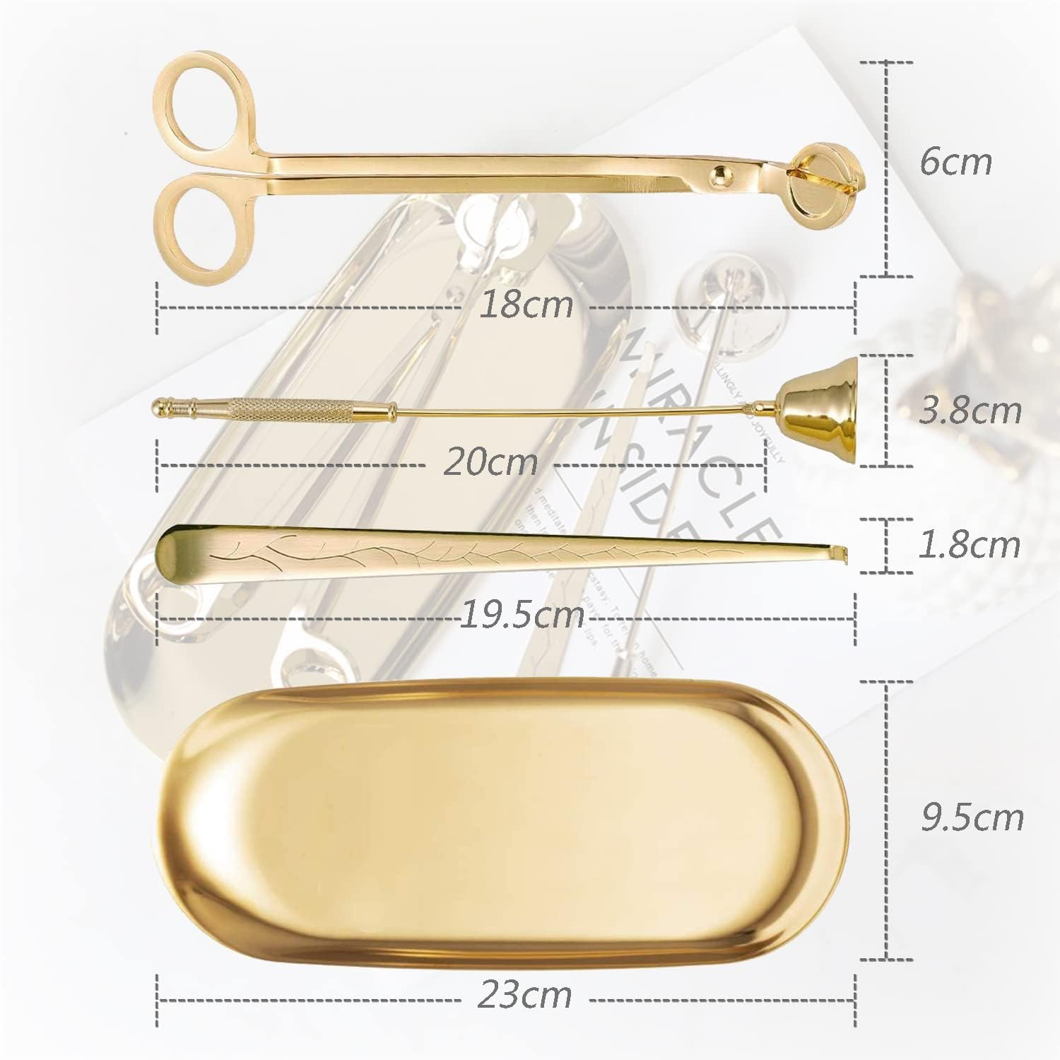 UCINNOVATE 4 in 1 Candle Accessory Set, Storage Tray Plate, for Candle Lover, Thanksgiving, Christmas(Gold) image number 4