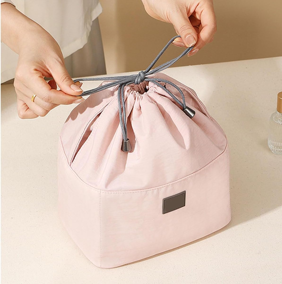 DDPOND Large-Mouth Cosmetic Bag,Portable Toiletry Pouch,Large Capacity Travel Makeup for Purse (Grey) image number 6