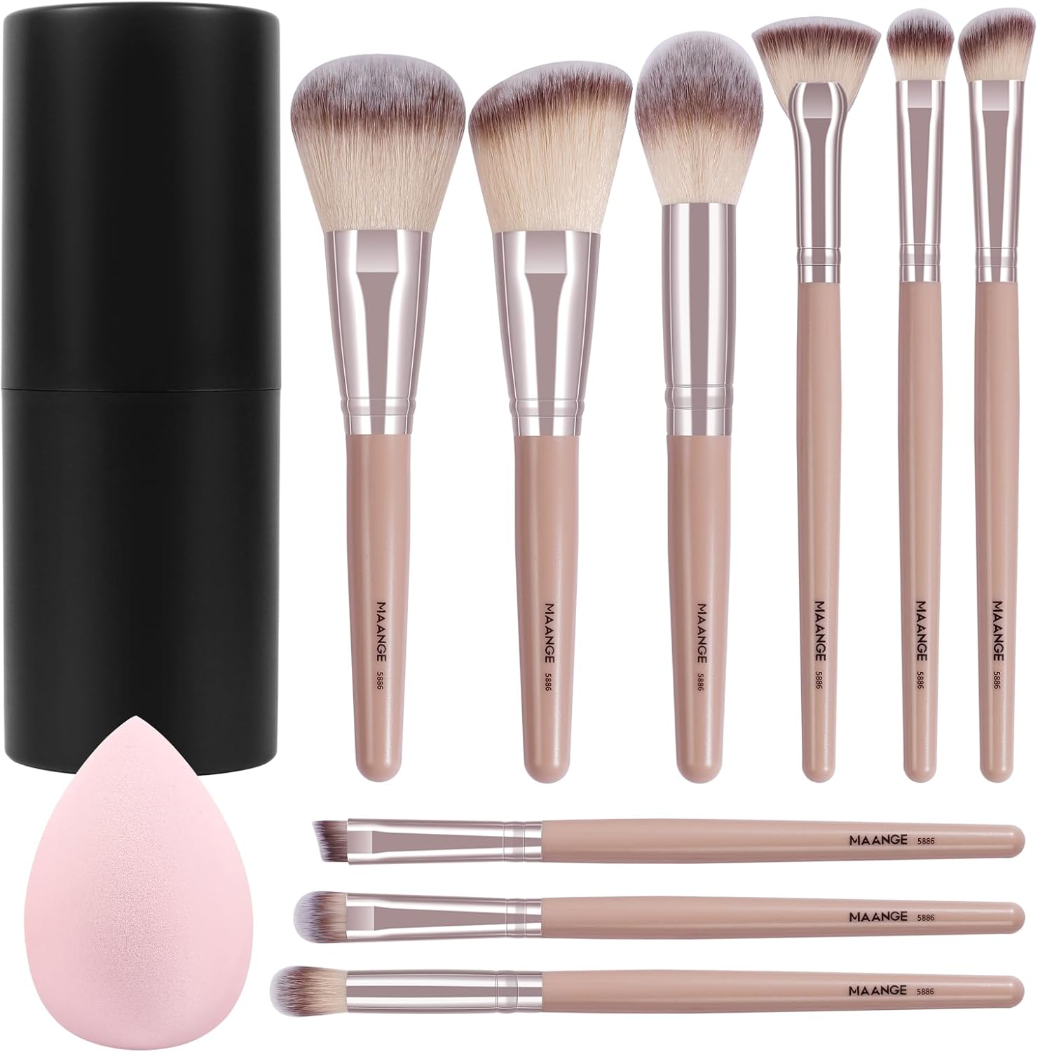 Makeup Brushes 11 Pcs Easy-Taken Travel Makeup Brush Set Foundation Eye Shadows Blush Face Powder Concealer Mini Make up Brushes with Case (Pink) image number 4