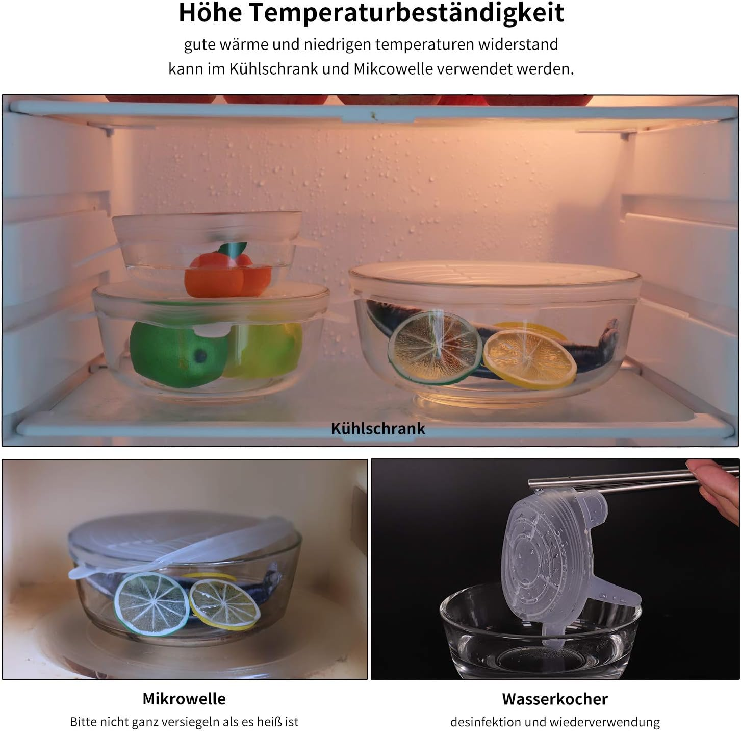 BEAUTLOHAS. Stretchy Silicone Lids, Pack of 12 Silicone Lids, Stretchy & Reusable in Various Sizes, Fresh Lid Stretch Lid for Bowls, Cups, Cans, Fruit (6 Rounds + 6 Square) image number 5