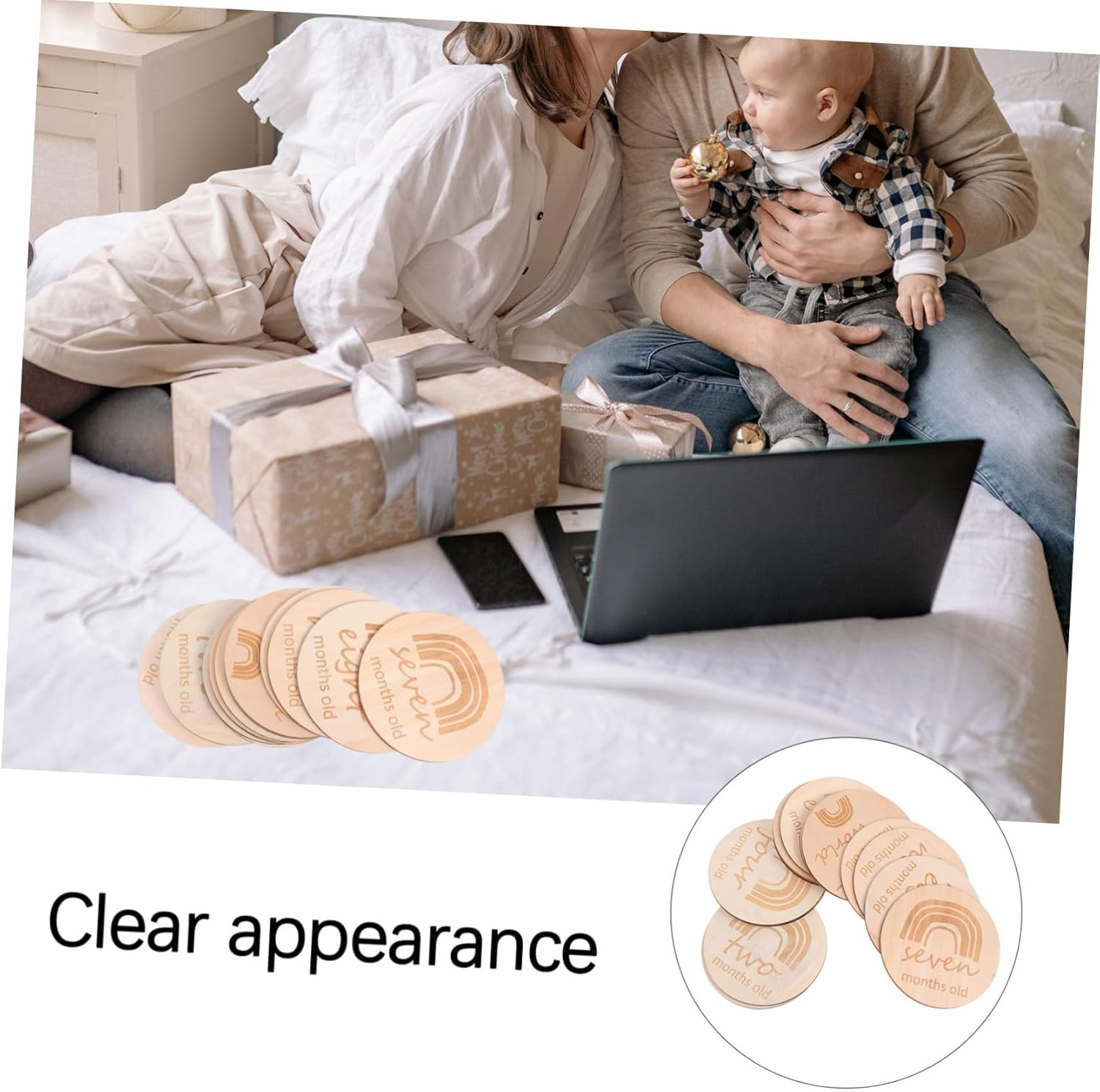 SECFOU 13Pcs Double Sided Rainbow Milestone Cards Newborn Photo Props for Monthly Memory Birth Announcement Record Set image number 3