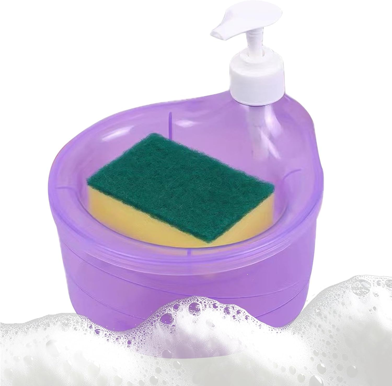 Dishwashing Soap Dispenser - Household Dish Soap Dispenser Bowl | Sponge Holder Sink Dish Washing Soap Dispenser, 2-In-1 Kitchen Sink Countertop Organizer with Sponge