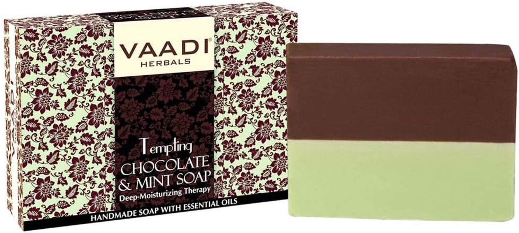 Chocolate and Mint Bar Soap - Deep Moisturising Therapy - Handmade Herbal Soap with 100% Pure Essential Oils - ALL Natural - Each 2.65 Oz - Pack of 3 (8 Oz) - Vaadi Herbals image number 2