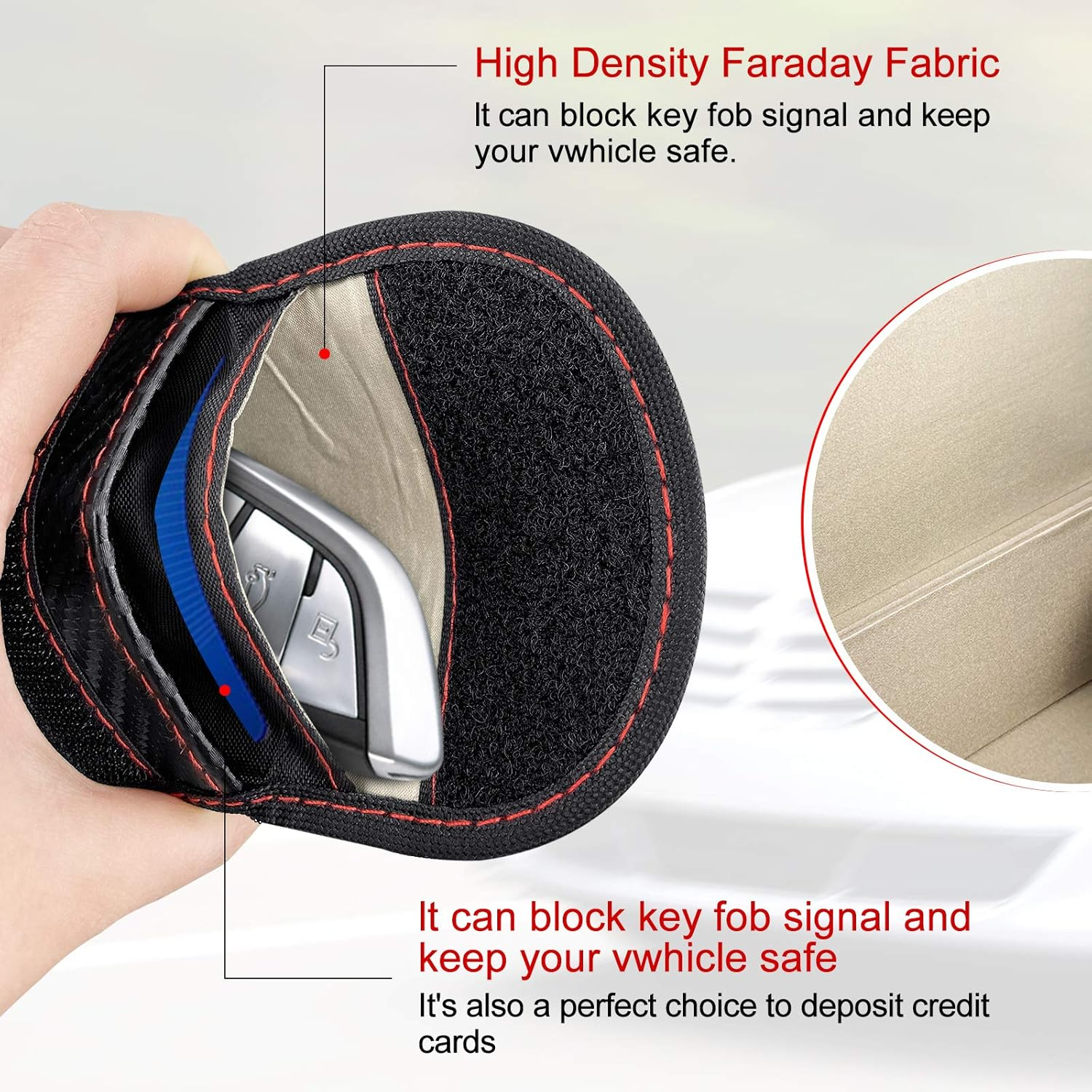 Large Faraday Box for Car Keys and 2 Pack Faraday Bag for Key Fob Signal Blocking Pouch with Hook RFID Box for Car Keys Signal Blocking Box for Car Theft Prevention Keyless Entry(Large Box+2 Pouch) image number 1