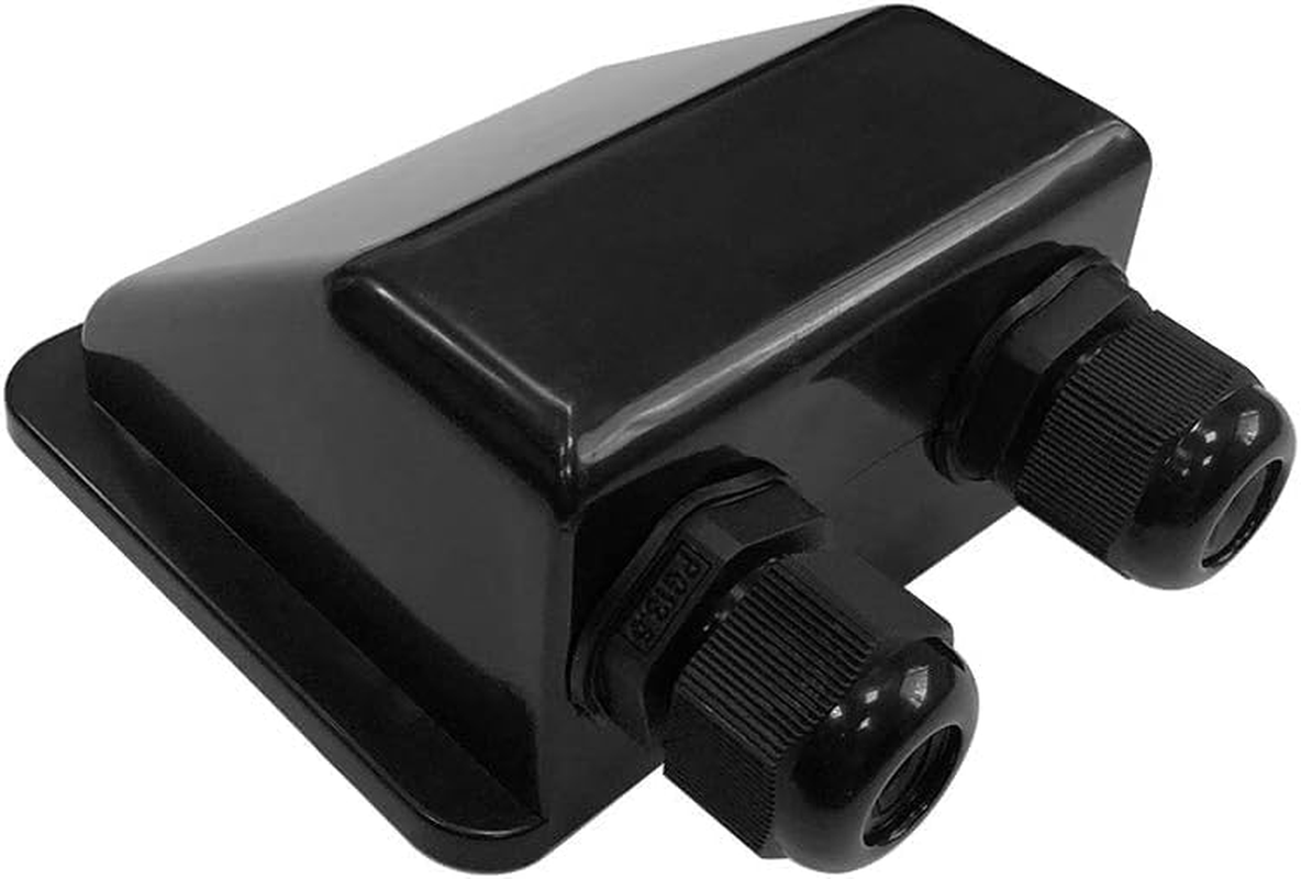 Weatherproof Solar Cable Entry Cover, Waterproof Solar Double Cable Connector Cover Solar Photovoltaic Plastic Bracket Bend ABS Double Cable Entry Housing for RV, Marine, Boat, Cabin Solar Panels image number 3