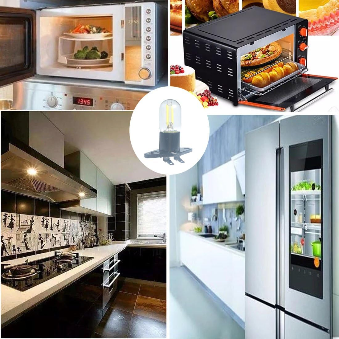 QLEE LED Microwave Bulb 1.5 W Z187 240 V Filament Light 20 W Equivalent Bulb Lamps for Refrigerator Microwave Cooker Hood Indicator Light Microwave Lamp image number 6