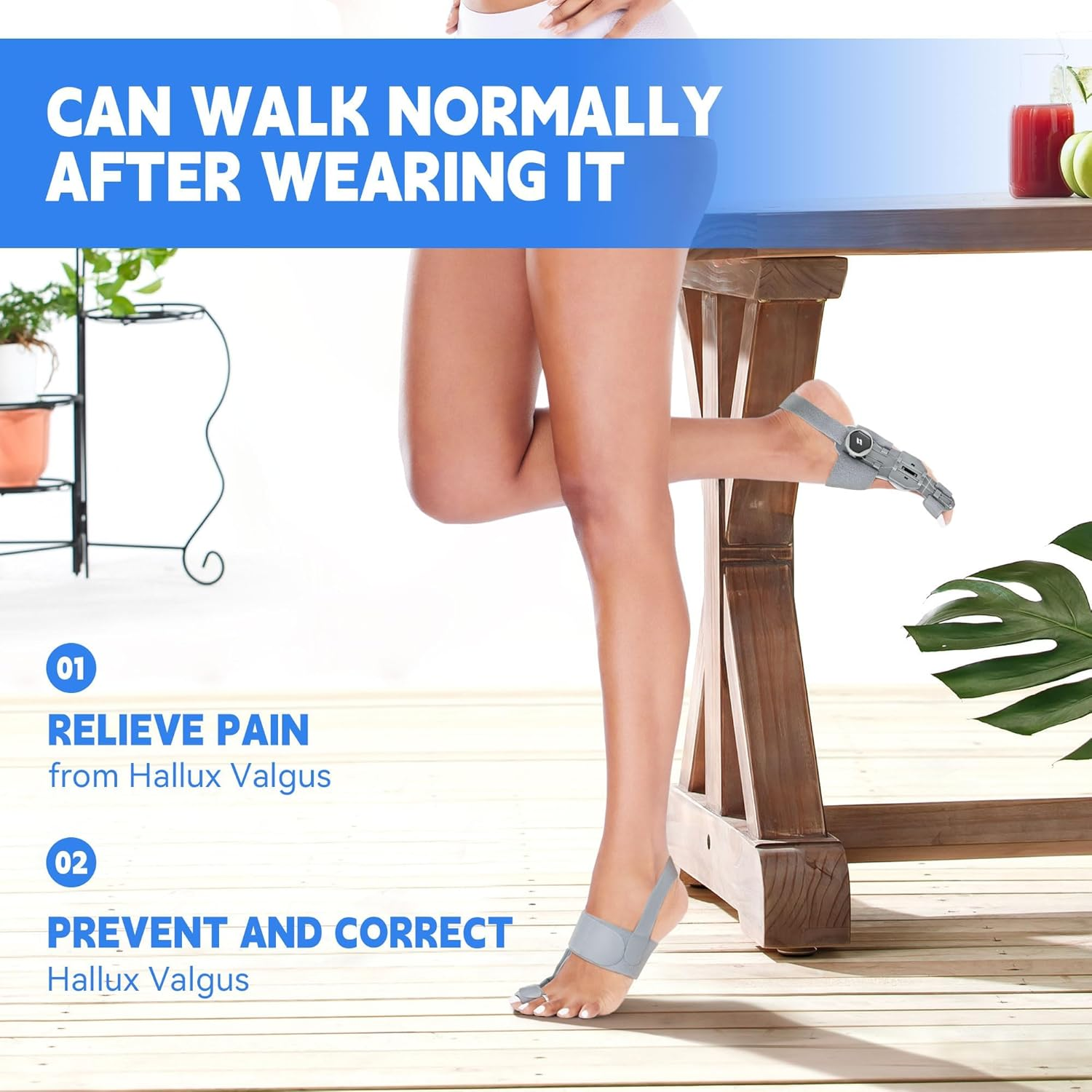 Bunion Corrector for Men & Women, Adjustable Bunion Splint, Big Toe Straightener Pain Relief, Suitable for Left/Right Foot Bunion (1Pcs,Gray) image number 4