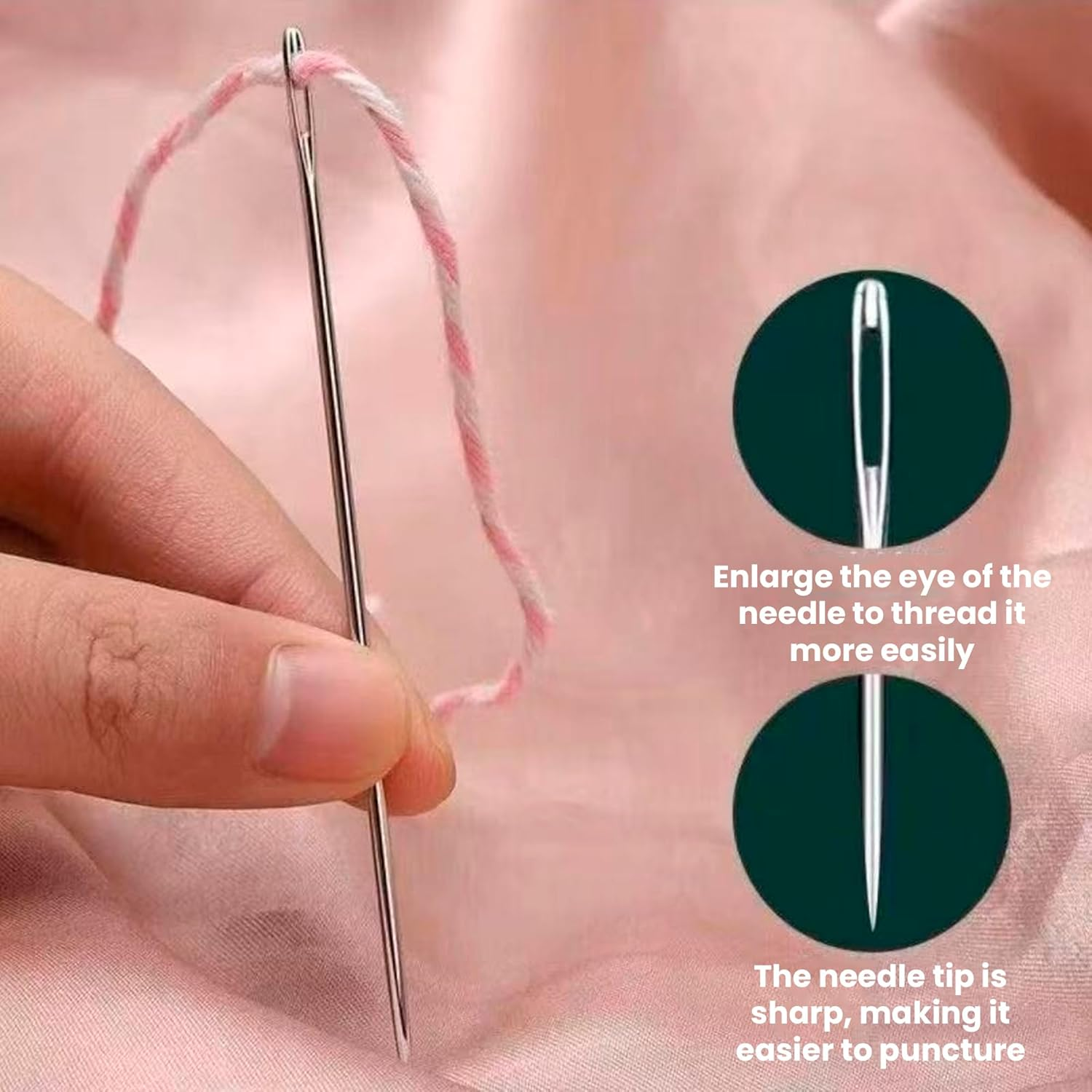 Emesak 37 Piece Hand Sewing Needle Sewing Tool Set, 37PCS Sewings Tool Set, Hand Sewings Needles and Thread Kit, Embroidery Tools, Self Threading Needles Accessories for Leather Stitching image number 2