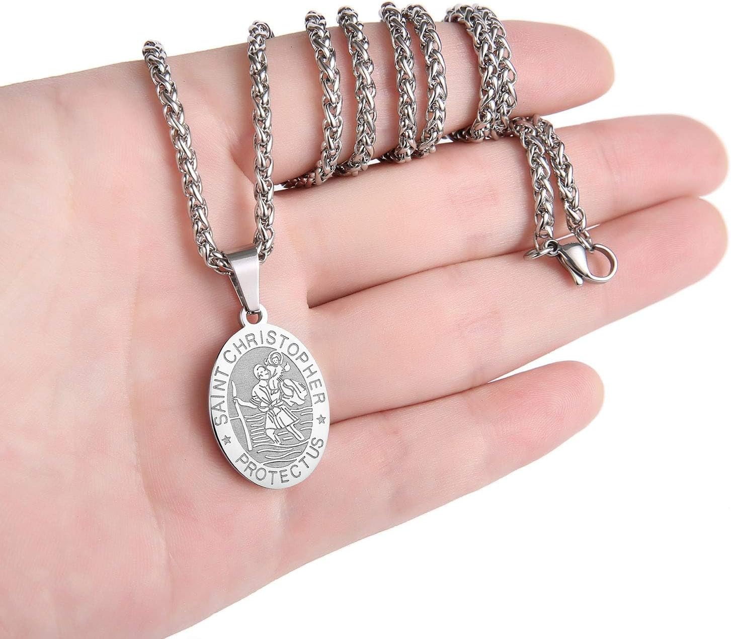 ZAULER Saint St Michael/Christopher/Jude/Benedict/Virgin Mary Medal Necklace for Men Women 24 in Religious Gifts - St Benedict image number 4