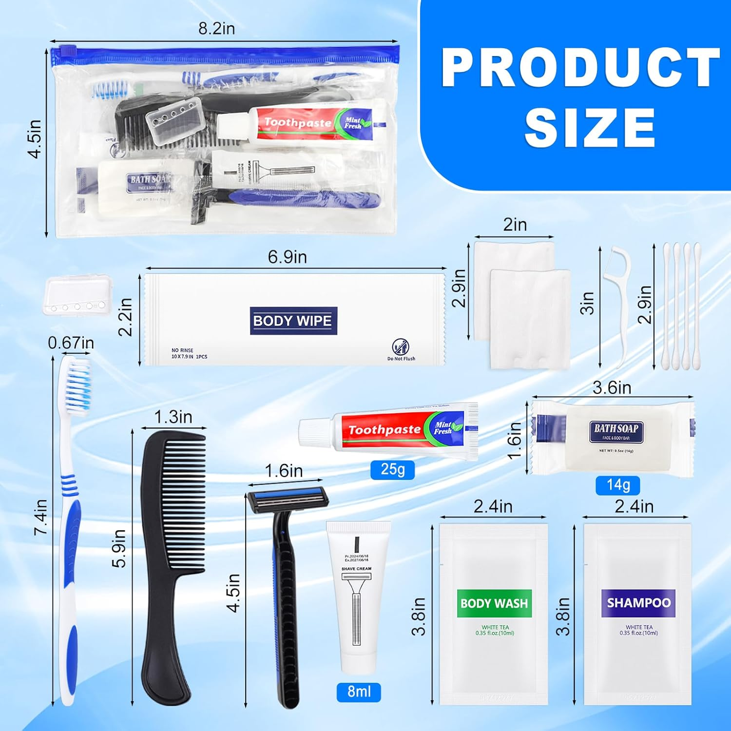 Basic Toiletry Kits, Individually Packed, Personal Hygiene Bulk Homeless Care Package Supplies, Travel Size for Men Women Charity, Disposable Toothbrushes with Toothpaste Set