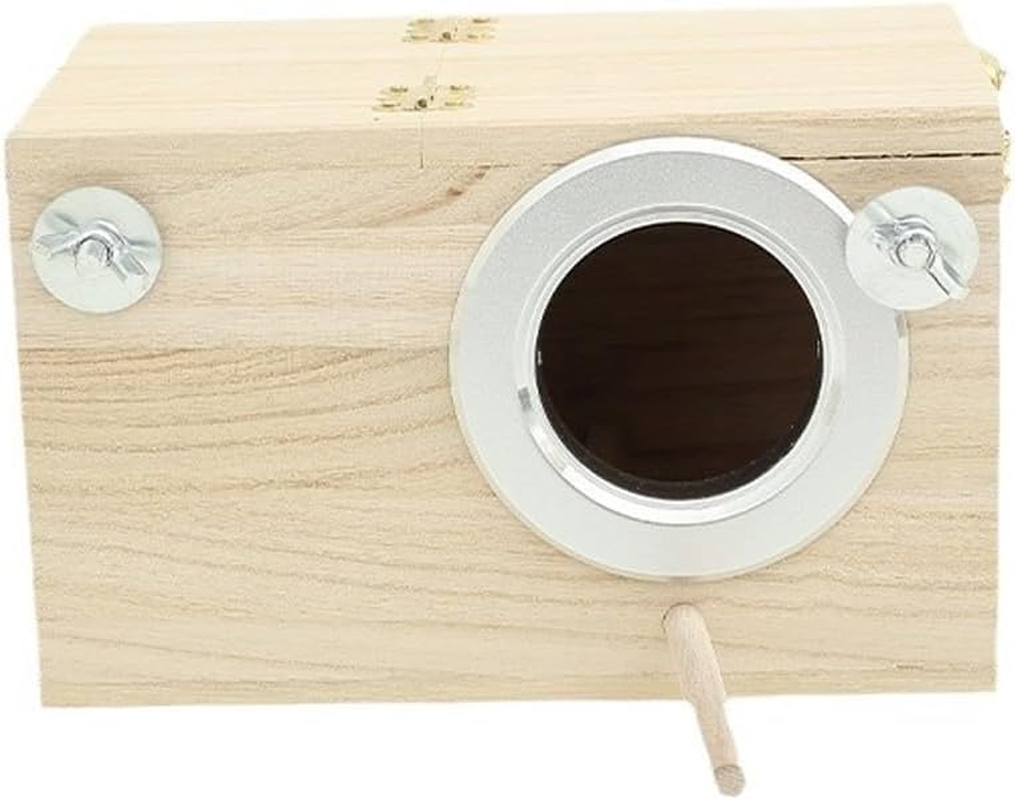 AIMALL Right Opening 19.5X12X12Cm Wooden Breeding Box for Pet Parrot, Solid Wood Hanging Nest, Natural Wood Incubation Box, Durable Parrot Accessories image number 5